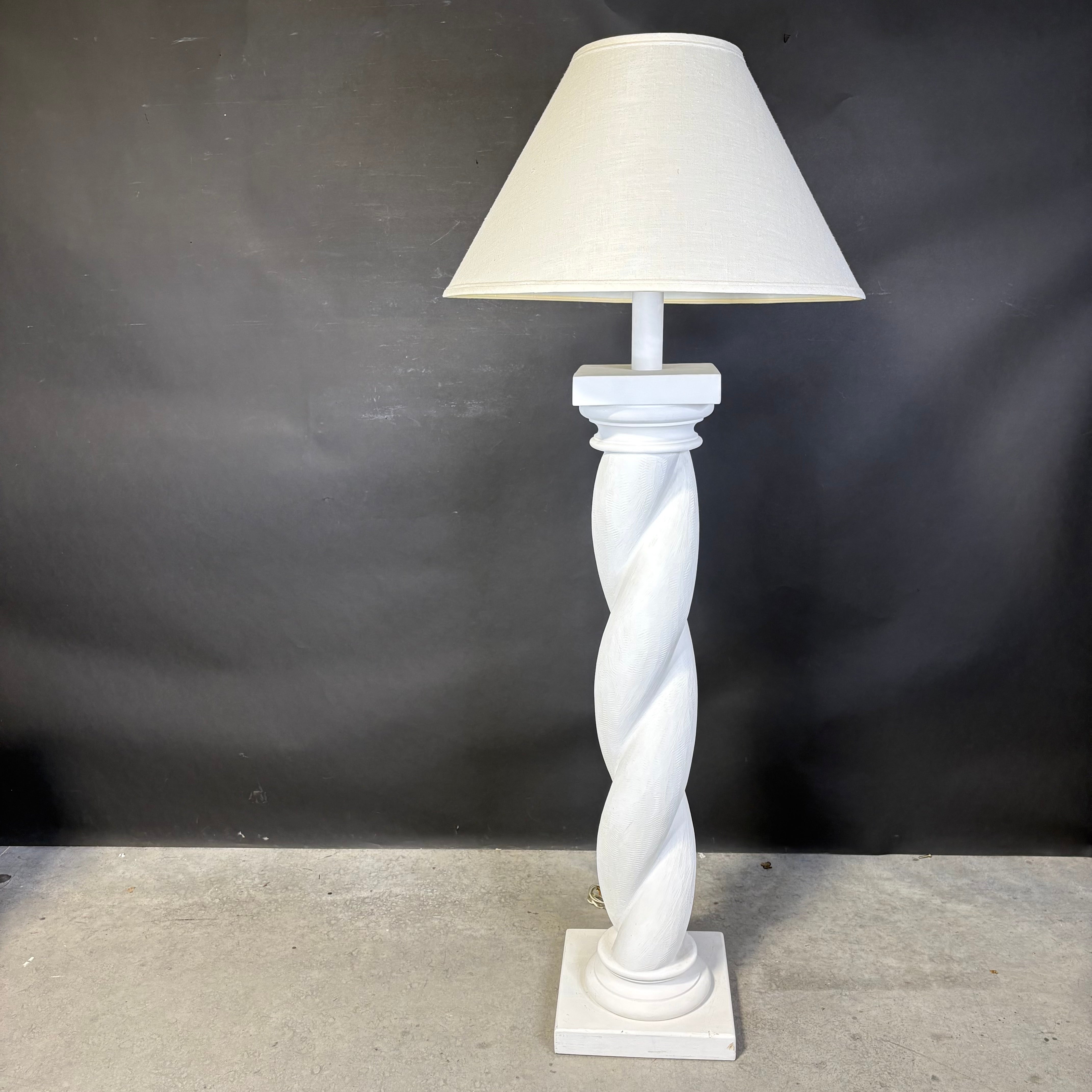 Post Modern Style White Plaster Twist Column with Shade Floor Lamp 27” Diameter @ Shade x 64”