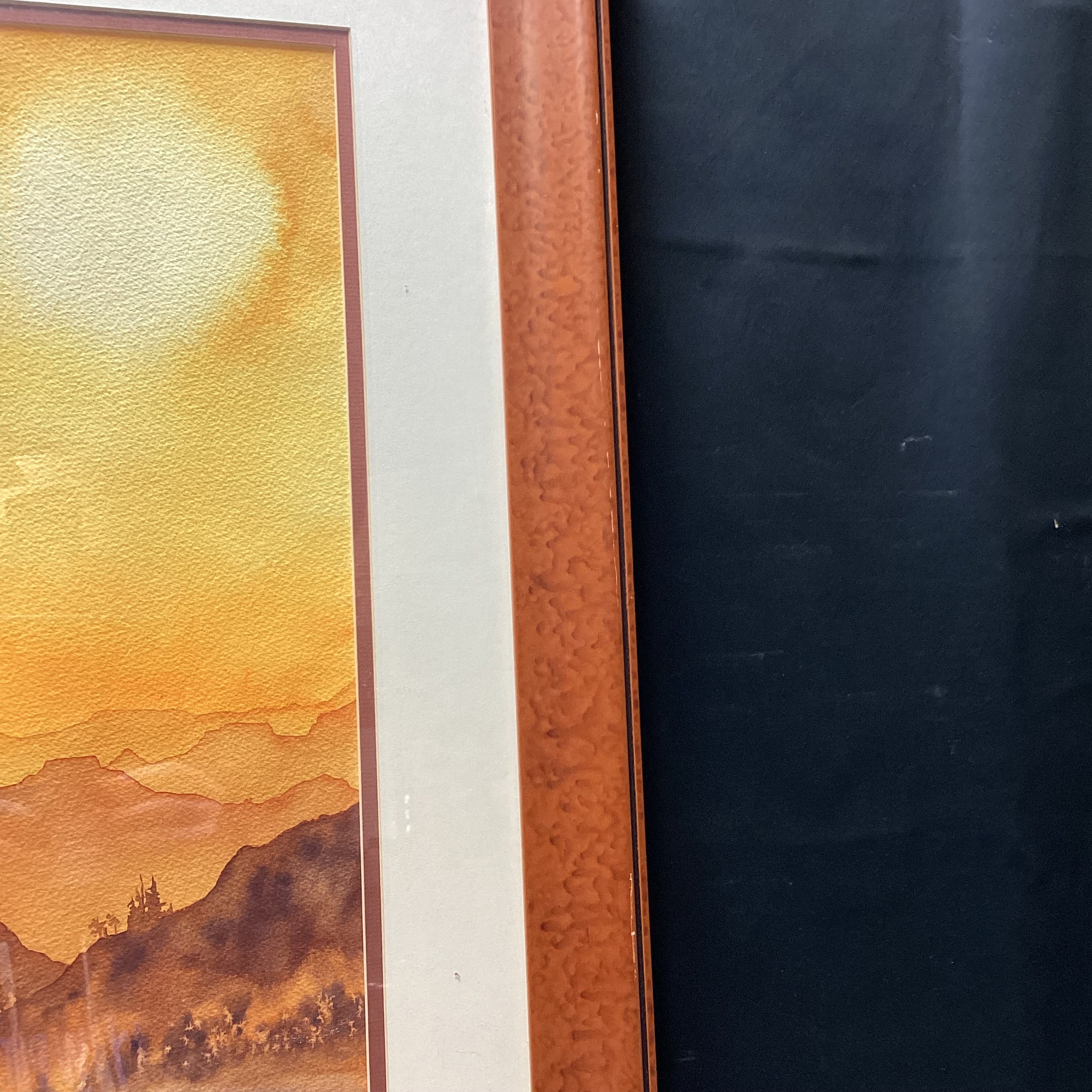 J. Billings Signed Original Cat Tail Watercolor 18" x 44"