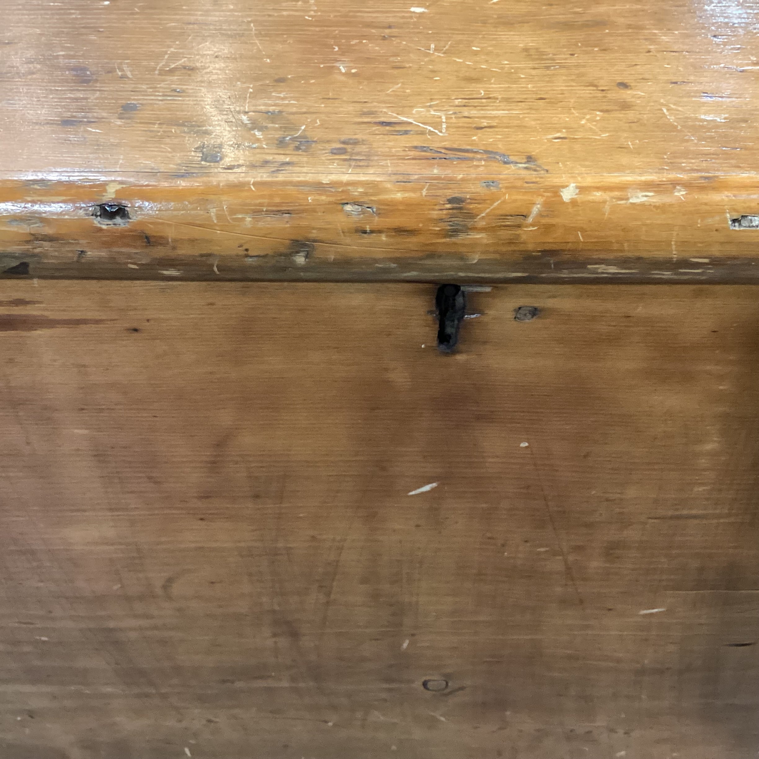 Antique Wood with Iron Handles Small Trunk 27"x 18"x 17"
