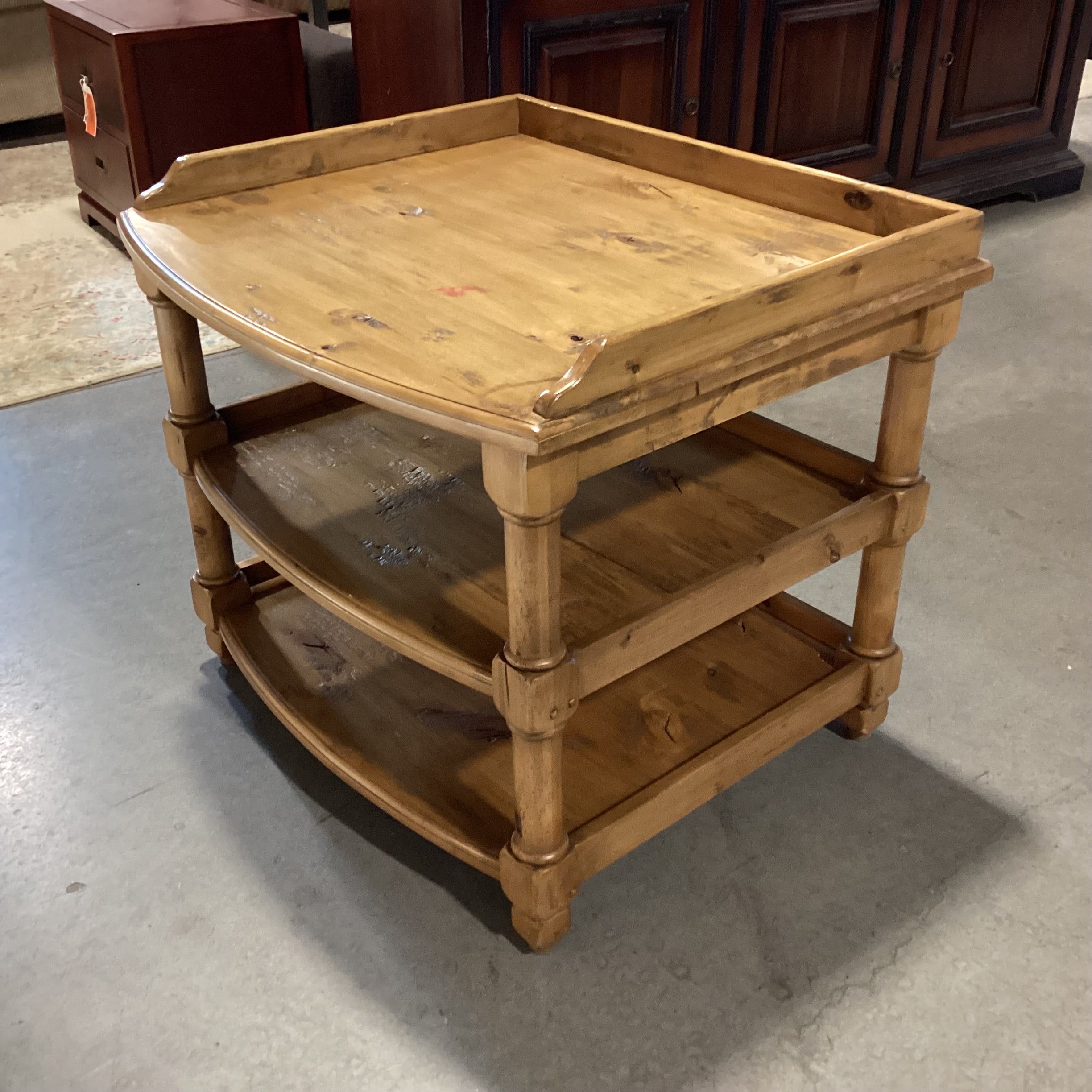 Distressed Finished Wood 3 Tiered End Table 32"x 26"x 28"