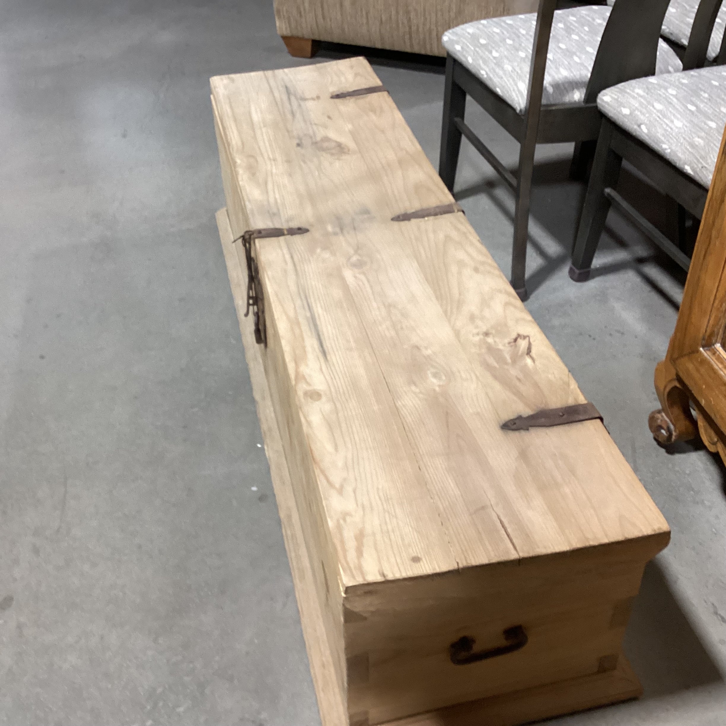 Natural Rustic Pine with Iron Accent Trunk 63"x 18.5"x 16"