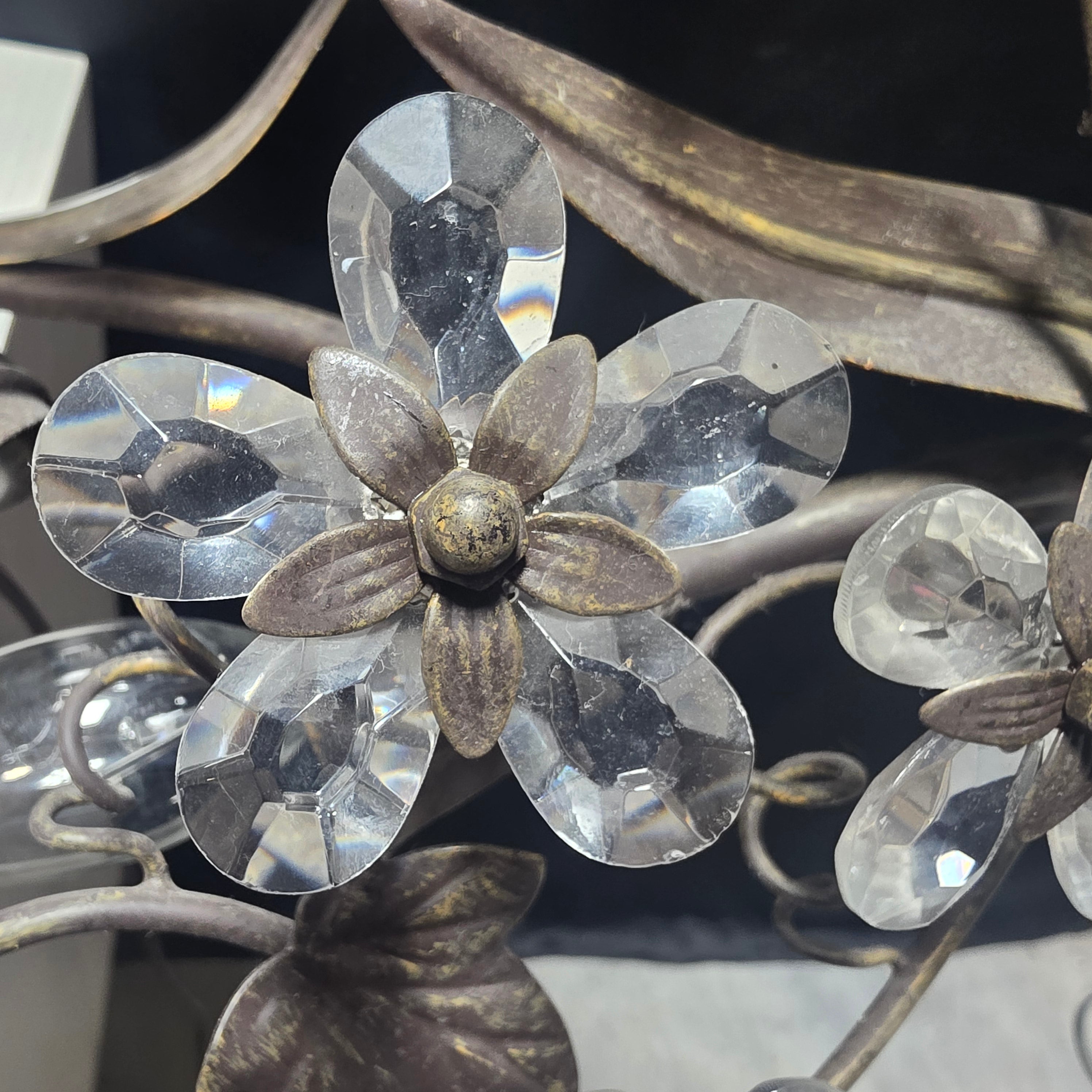 Glass Flower Steel Metal Vines and Leaves Light Wall Sconce 38"x8"x12"