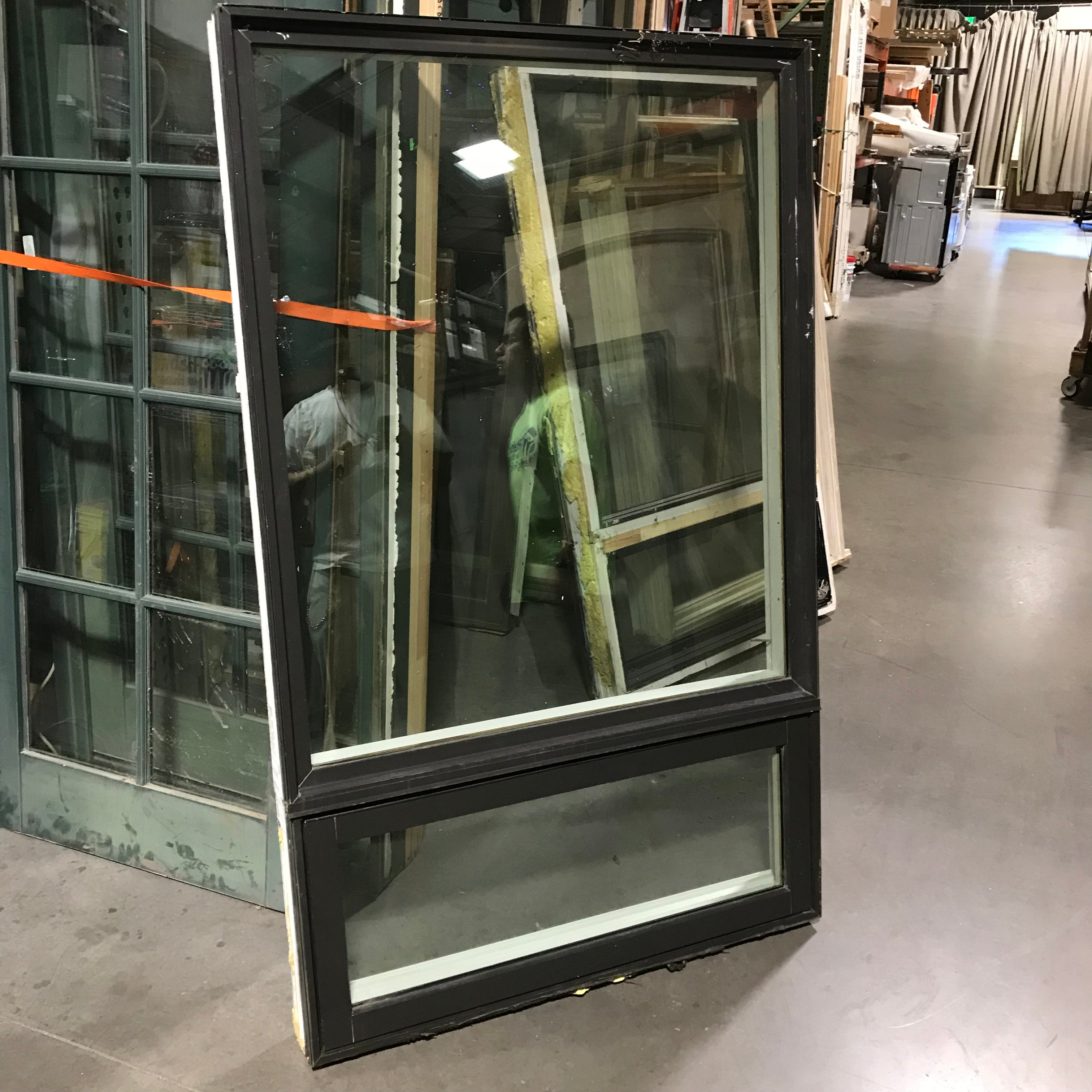 Brown Metal Clad Fixed Upper Window Canopy Lower Casement Exterior Window