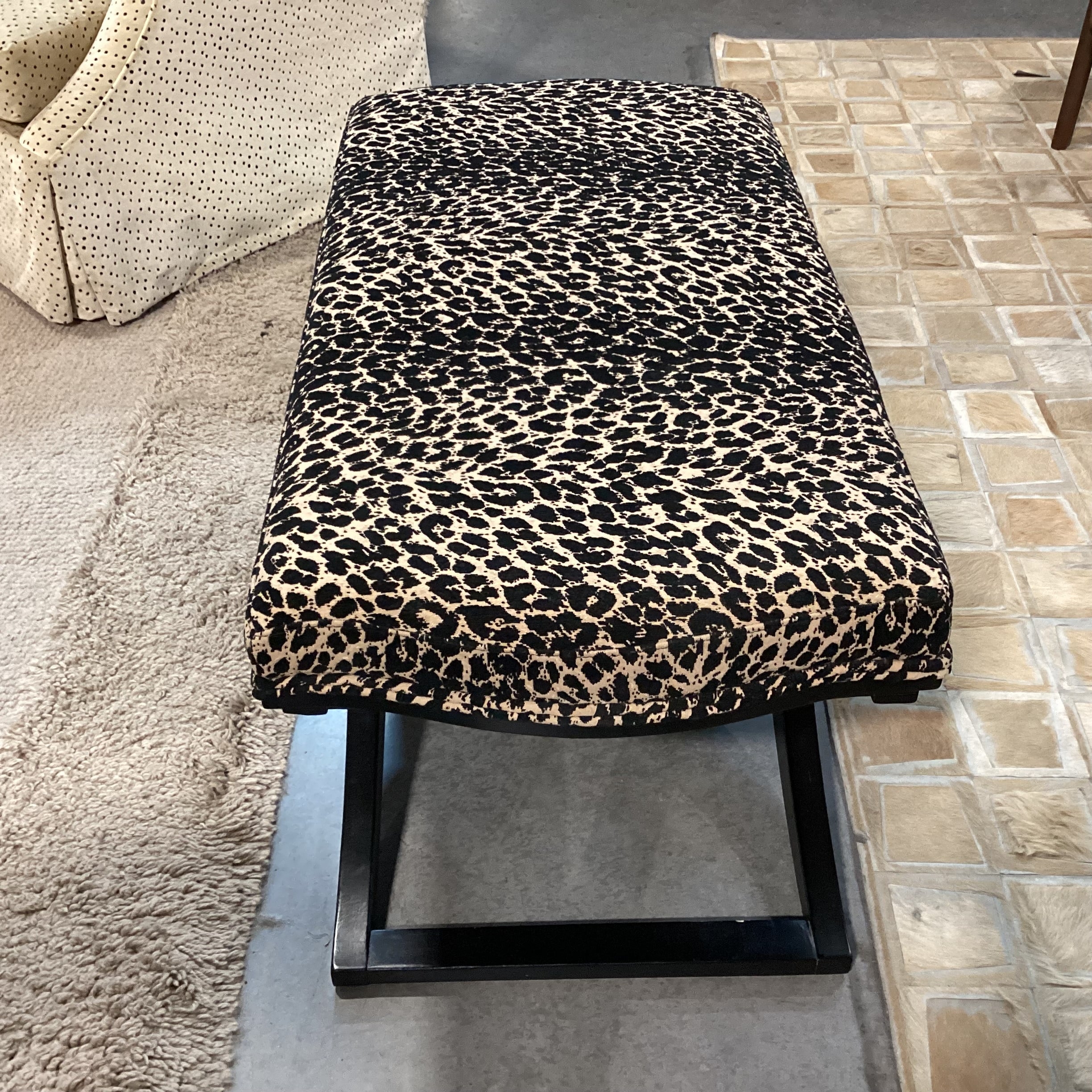 Animal Print with Black Wood X Base Bench 40"x 20"x 21"