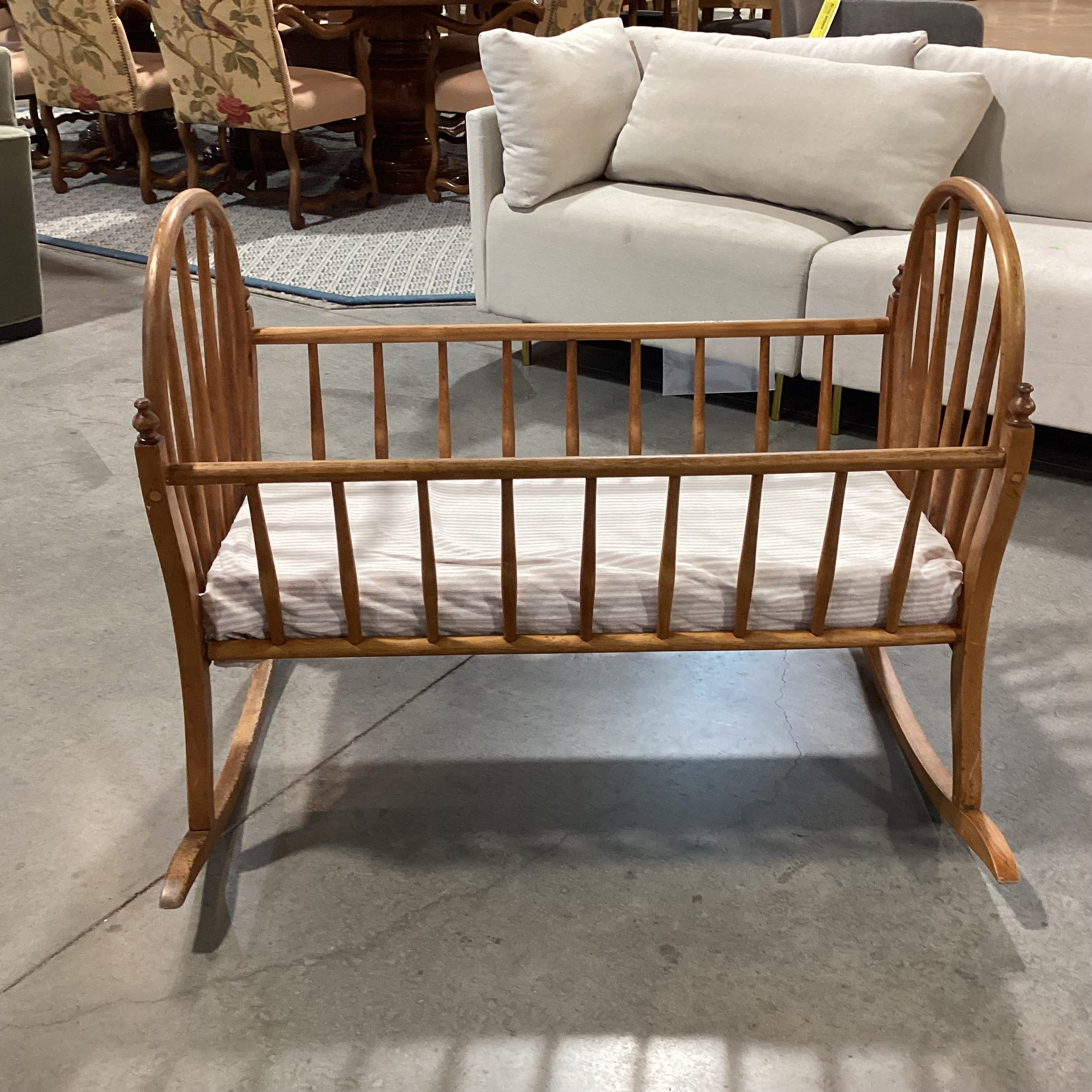 Antique 1897 Spindle Arch Rocking Cradle 39"x 32"x 32"