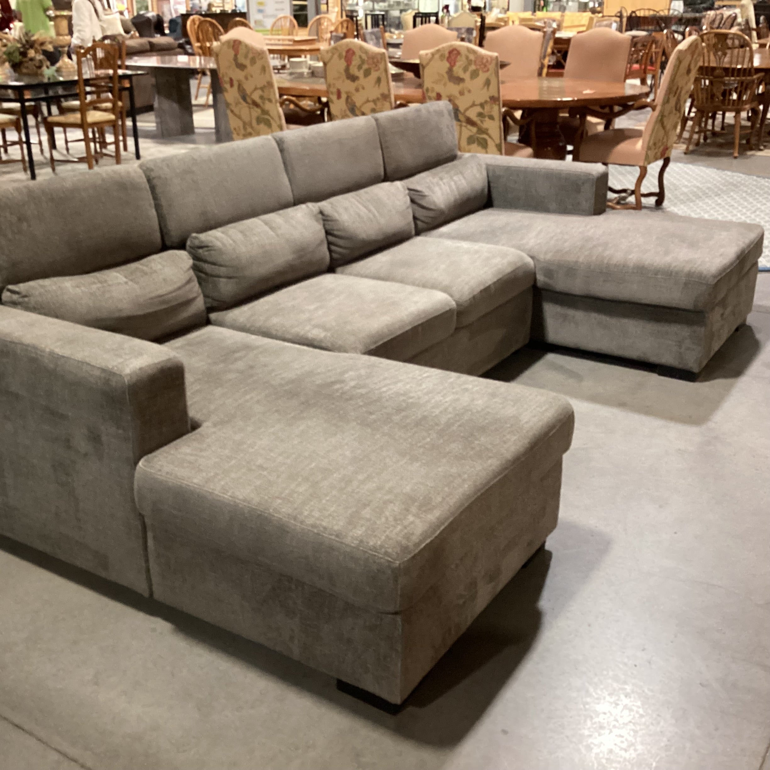 Fine Home Limited Grey Woven 2 End Chaise Pullout Middle Popup & Adjustable Headrests 3 Piece Sectional 122"x 69"x 69"x 31"