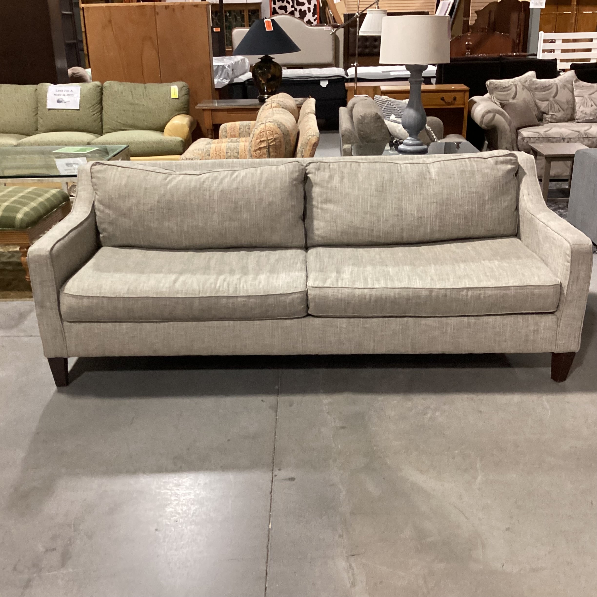 Grey Linen Slope Arm Sofa 86"x 40"x 32"