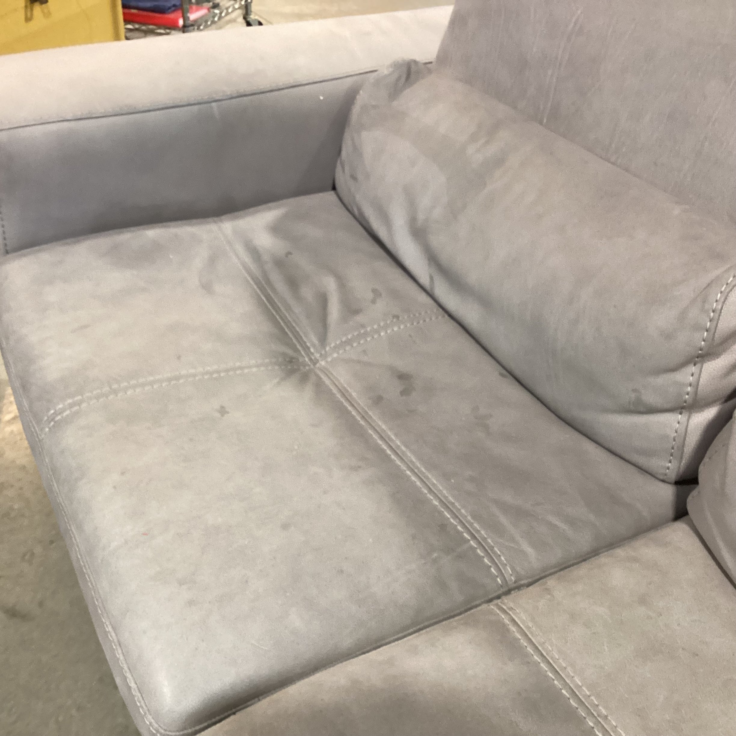 Max Davani Italian Grey Leather 2 Piece Long Sofa Sectional 126"x 44"x 35"