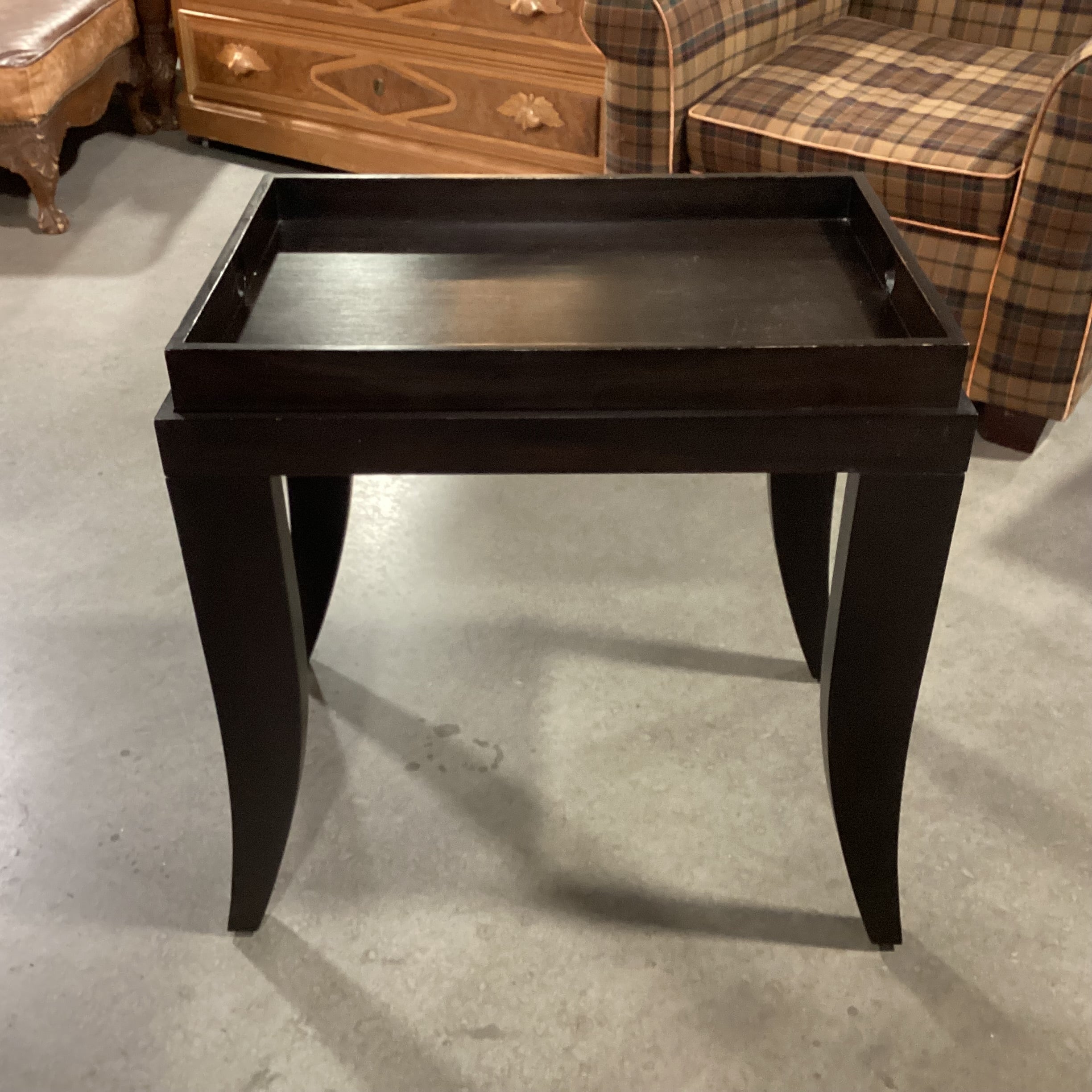 Dark Finish Wood Tray Top End Table 24"x 17"x 24.5"