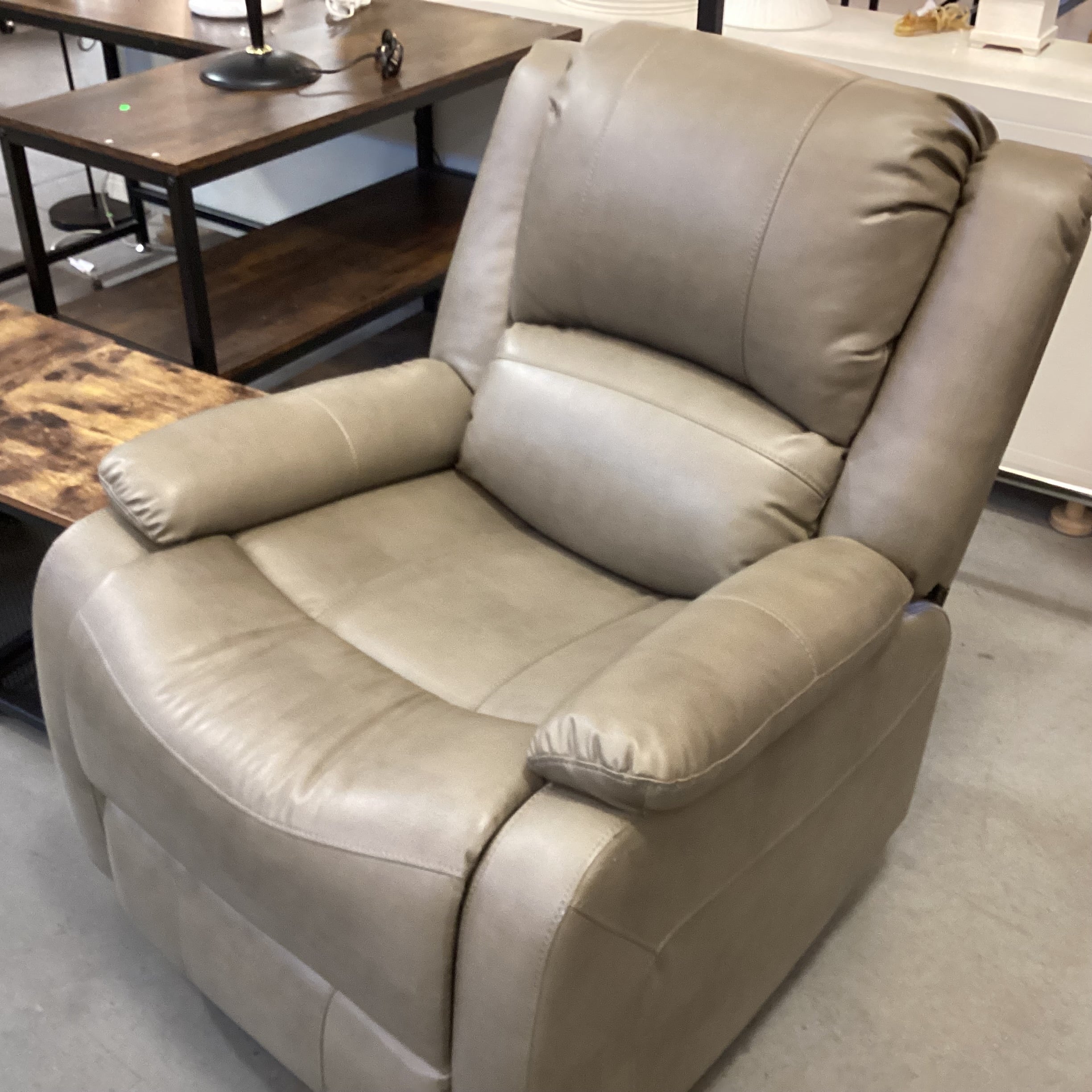 Recpro Taupe Faux Leather Swivel Rock Recliner Chair 31"x 36"x 38"