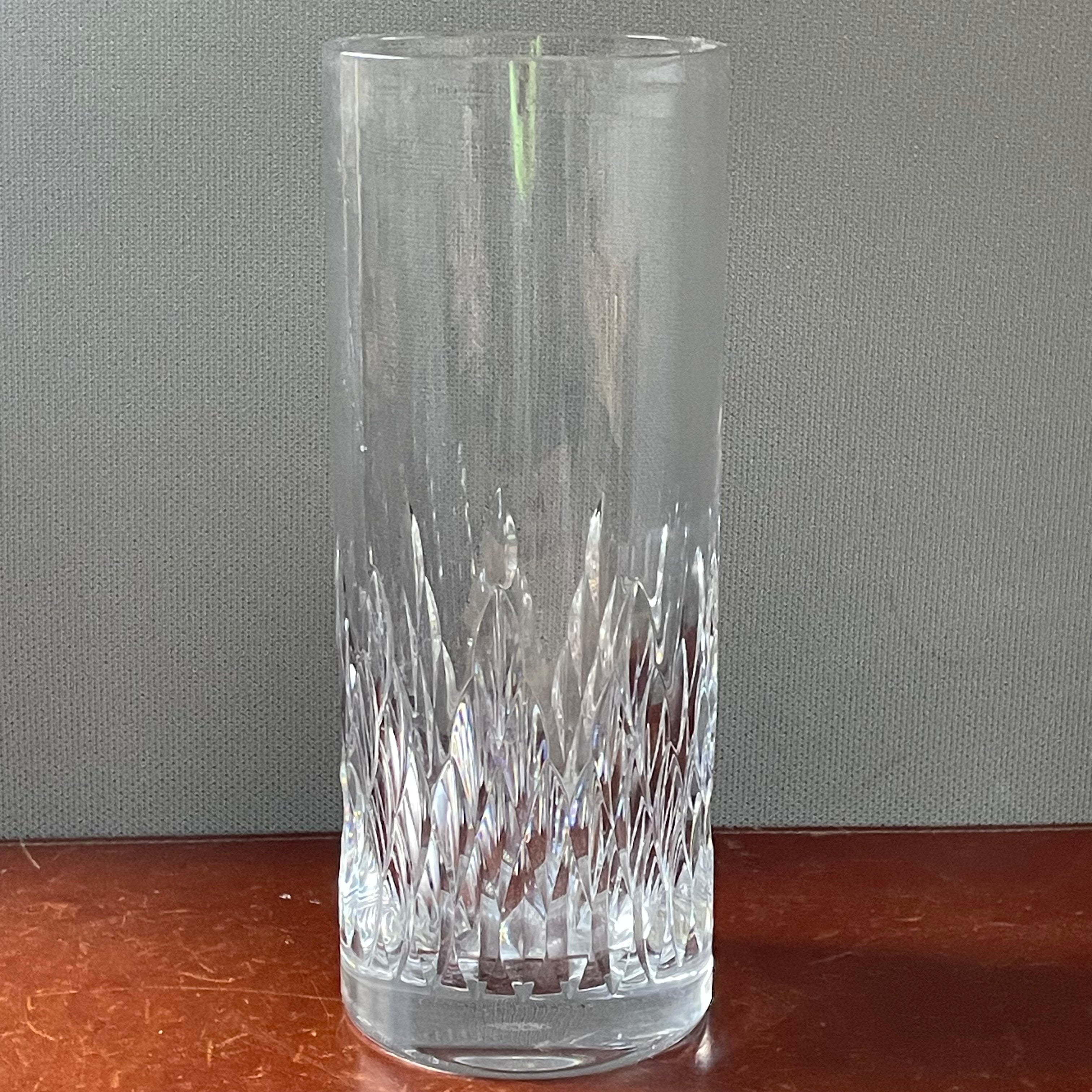 Baccarat for Tiffany & Co. Lead Crystal "Nemours" Flame Cut Vase, 4.5"x 12"