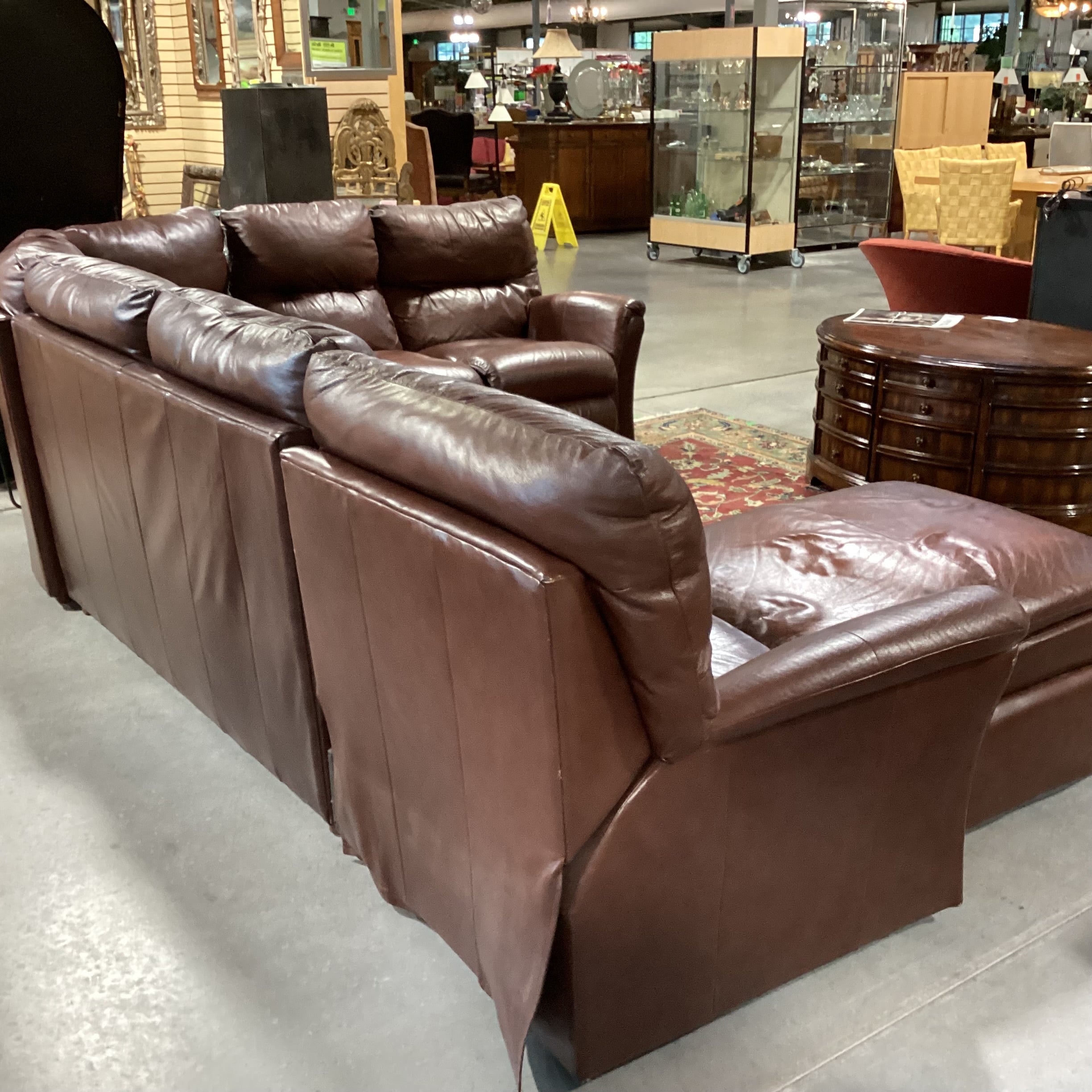 La-z Boy Brown Leather with End Recliners & Chaise 4pc Sectional 140"x 96"x 40"x 30"