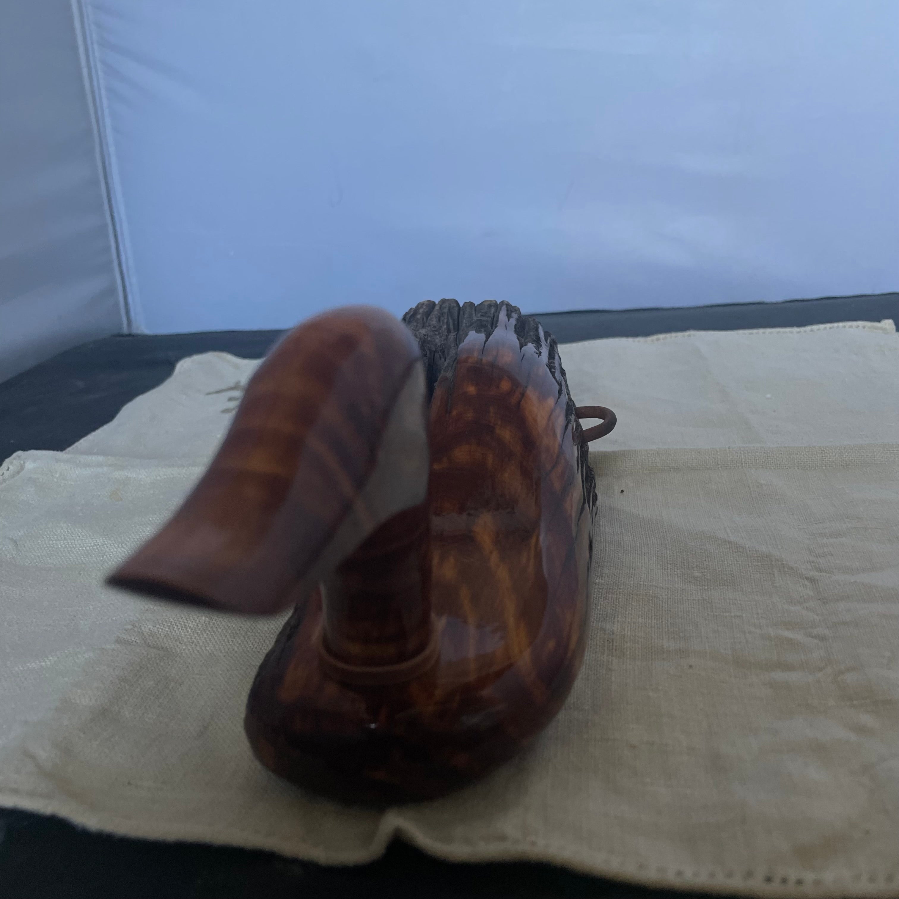 Tim Bergren Signed Carved Wood Fence Post Duck Sculpture, 10"x3.5"x 3.75"