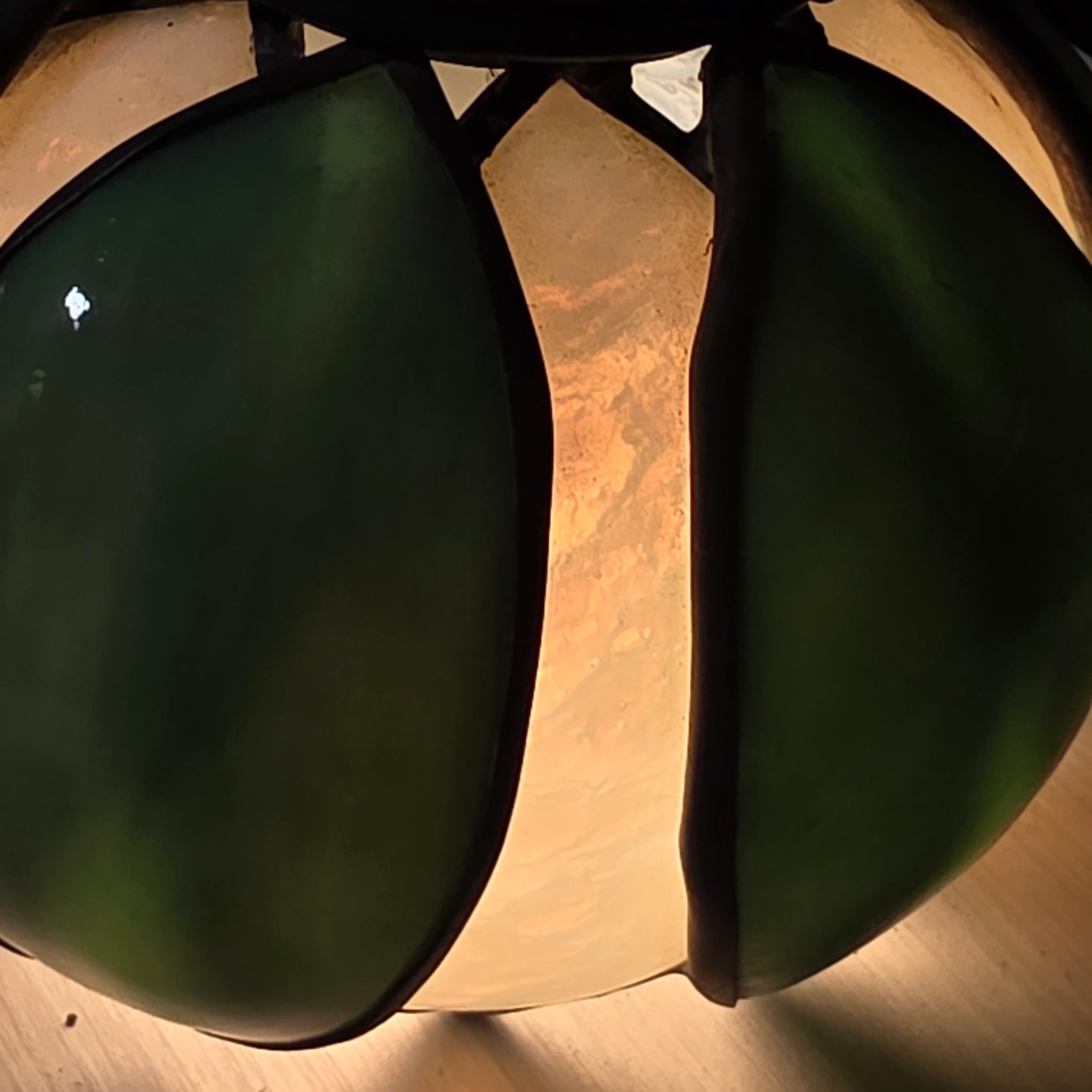 Art Nouveau Antique Slag Glass White and Green Tulip Sconce 6"x8"x10.5"