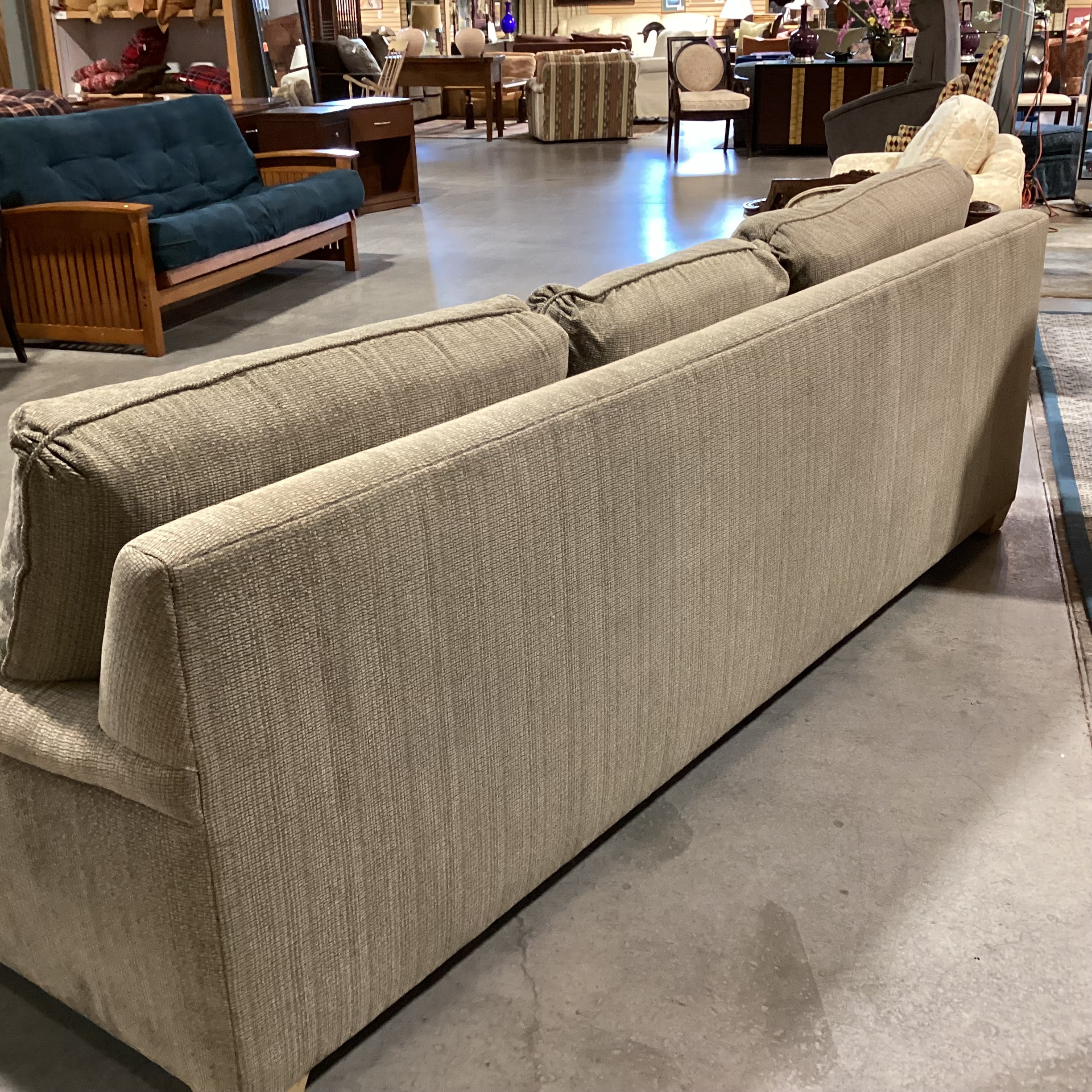 Fitzgerald Staprans Custom Sage Texture Woven Queen Sleeper Sofa 110"x 32"x 34"