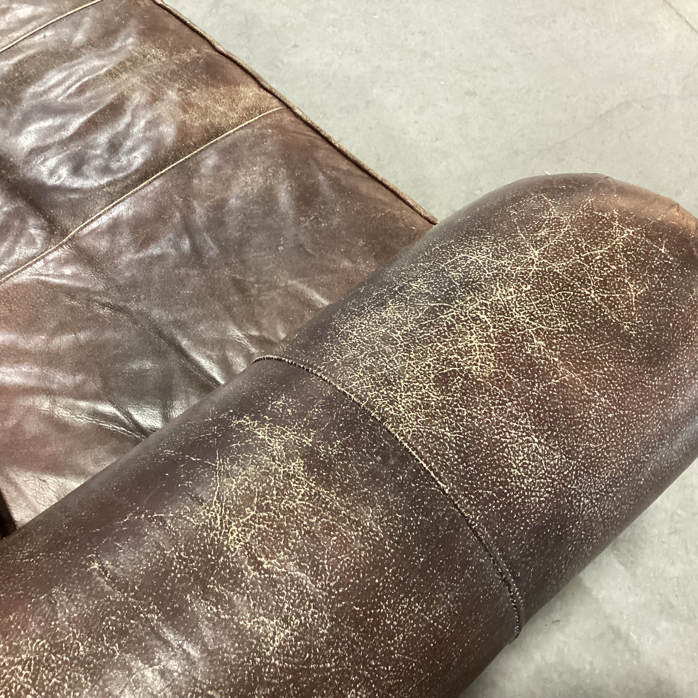 Distressed Leather Nailhead Highback Sofa 80"x 41"x 36"