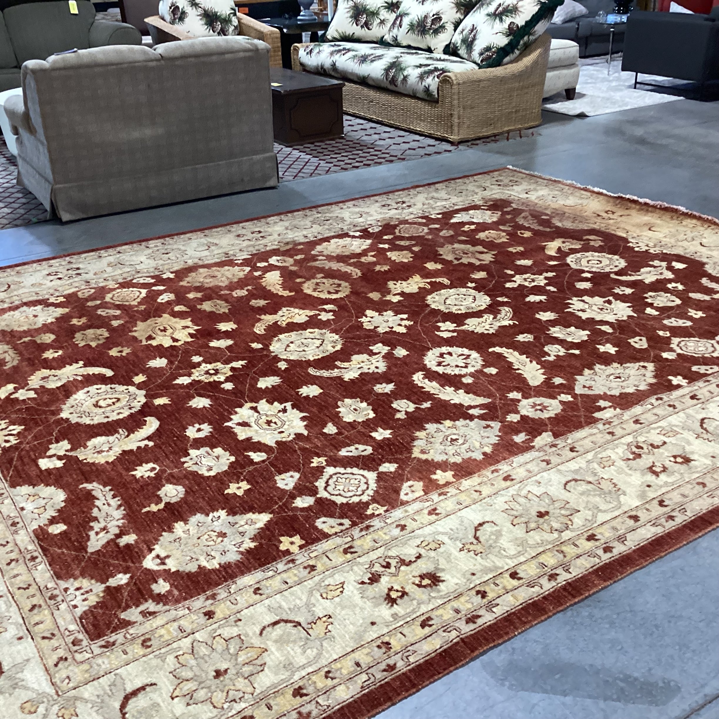 Red Rust & Gold Hand Woven Wool Rug 10'7"x 13'9"