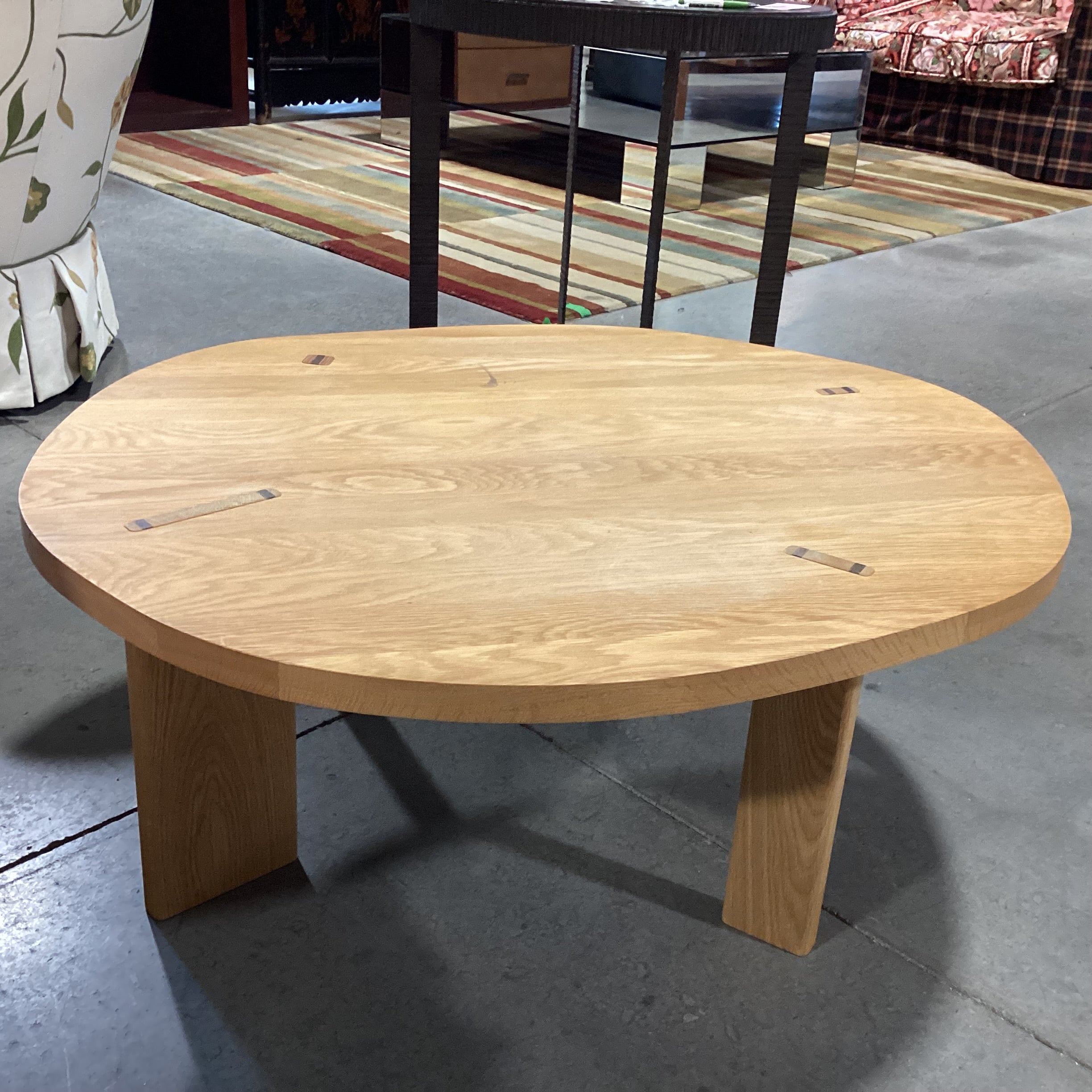 Solid Oak with Leg Knotched Detail Coffee Table 37"x 32"x 15"