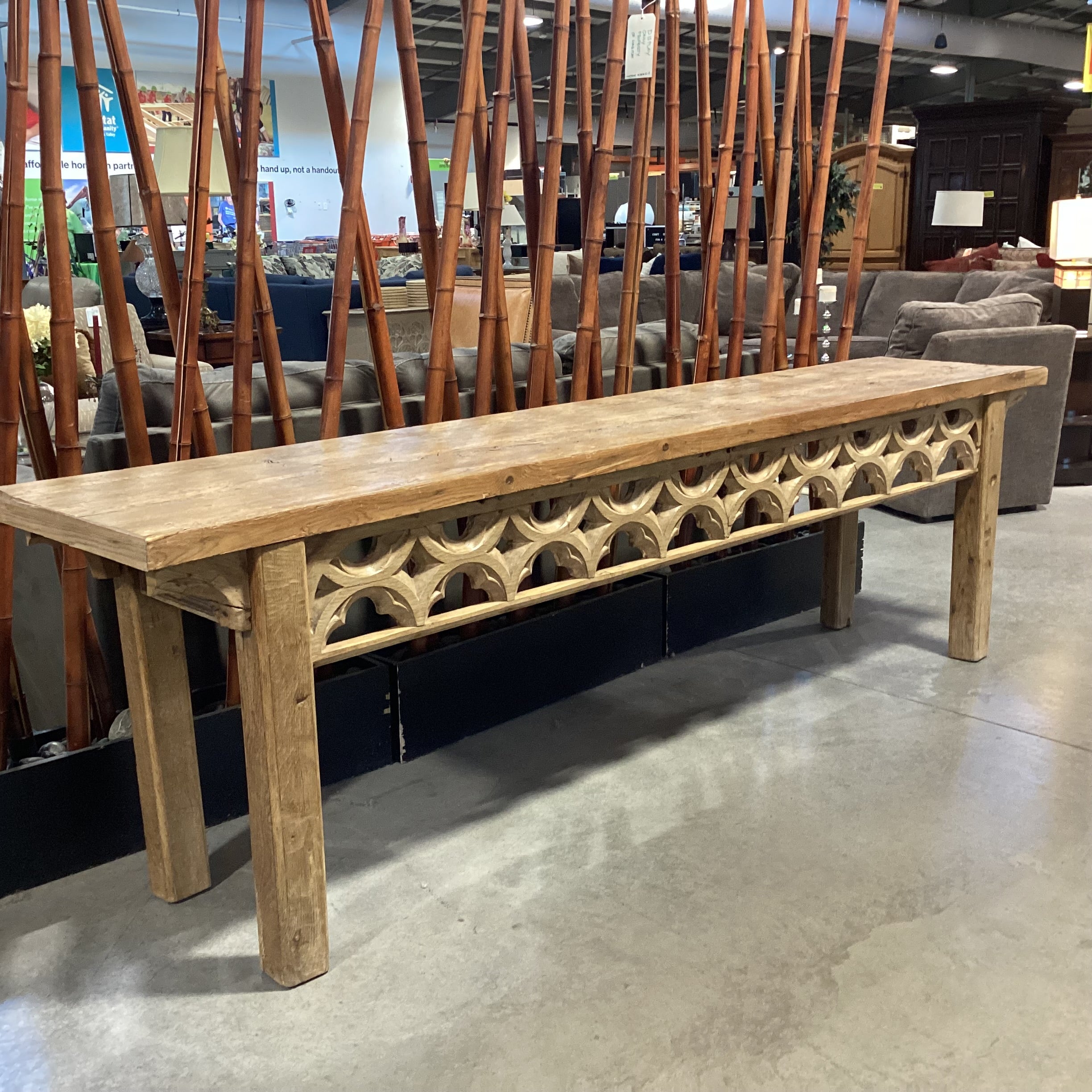 Antique Natural Distressed Wood Sofa Table 108"x 21"x 32"