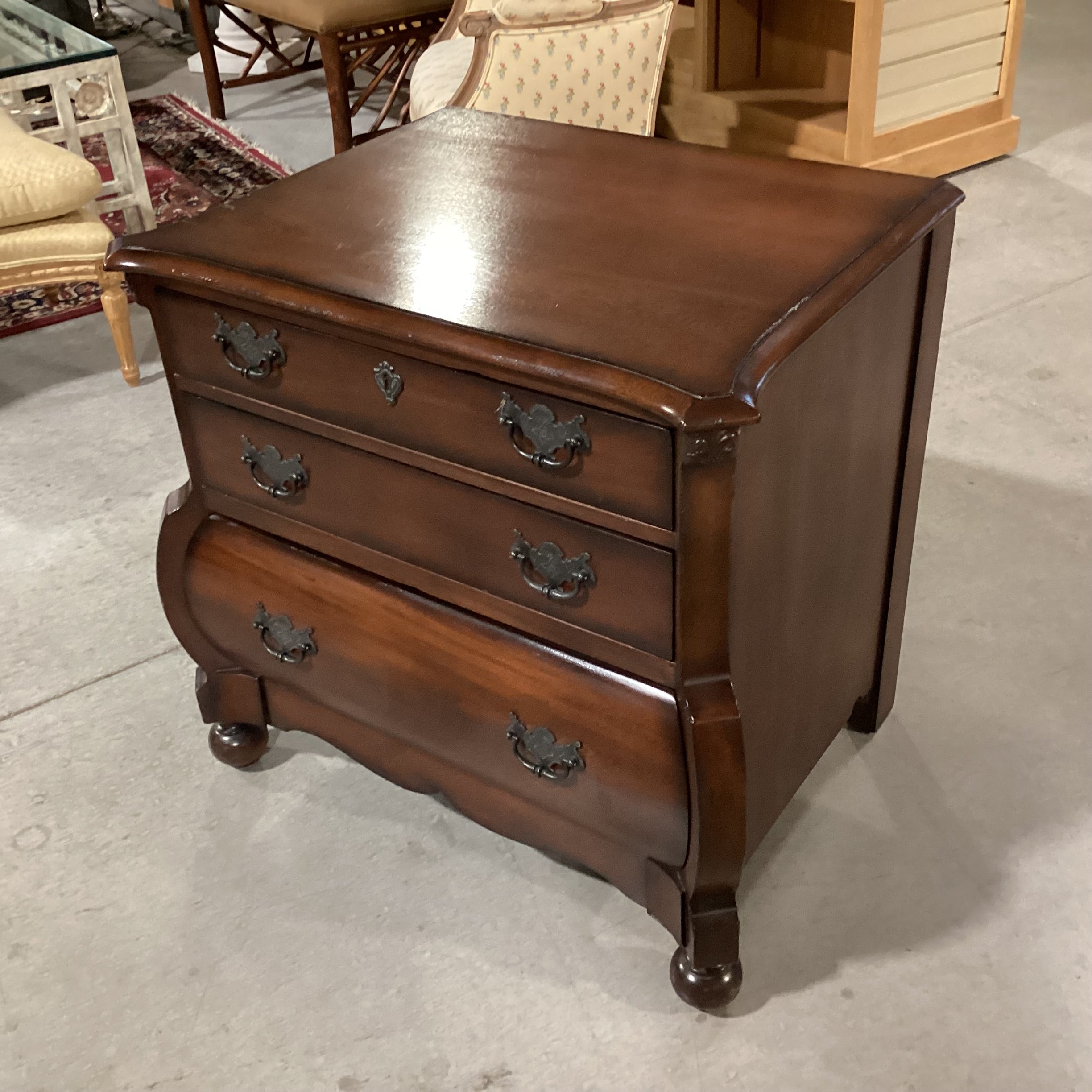 Ralph Lauren Dark Finish Carved Wood 3 Drawer Chest 32"x 23"x 29"