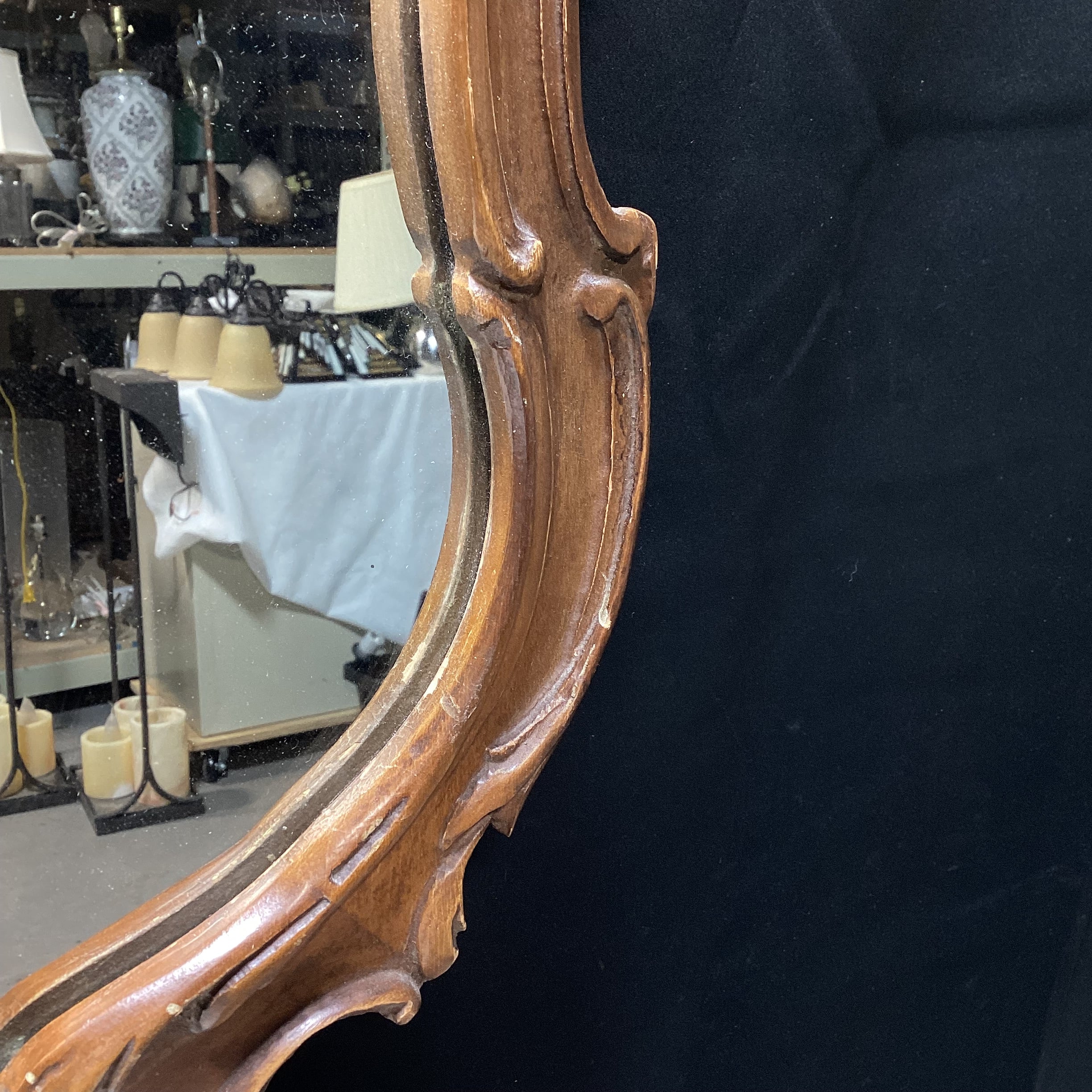 Vintage Carved Wood Wall Mirror 28.5" x 42"
