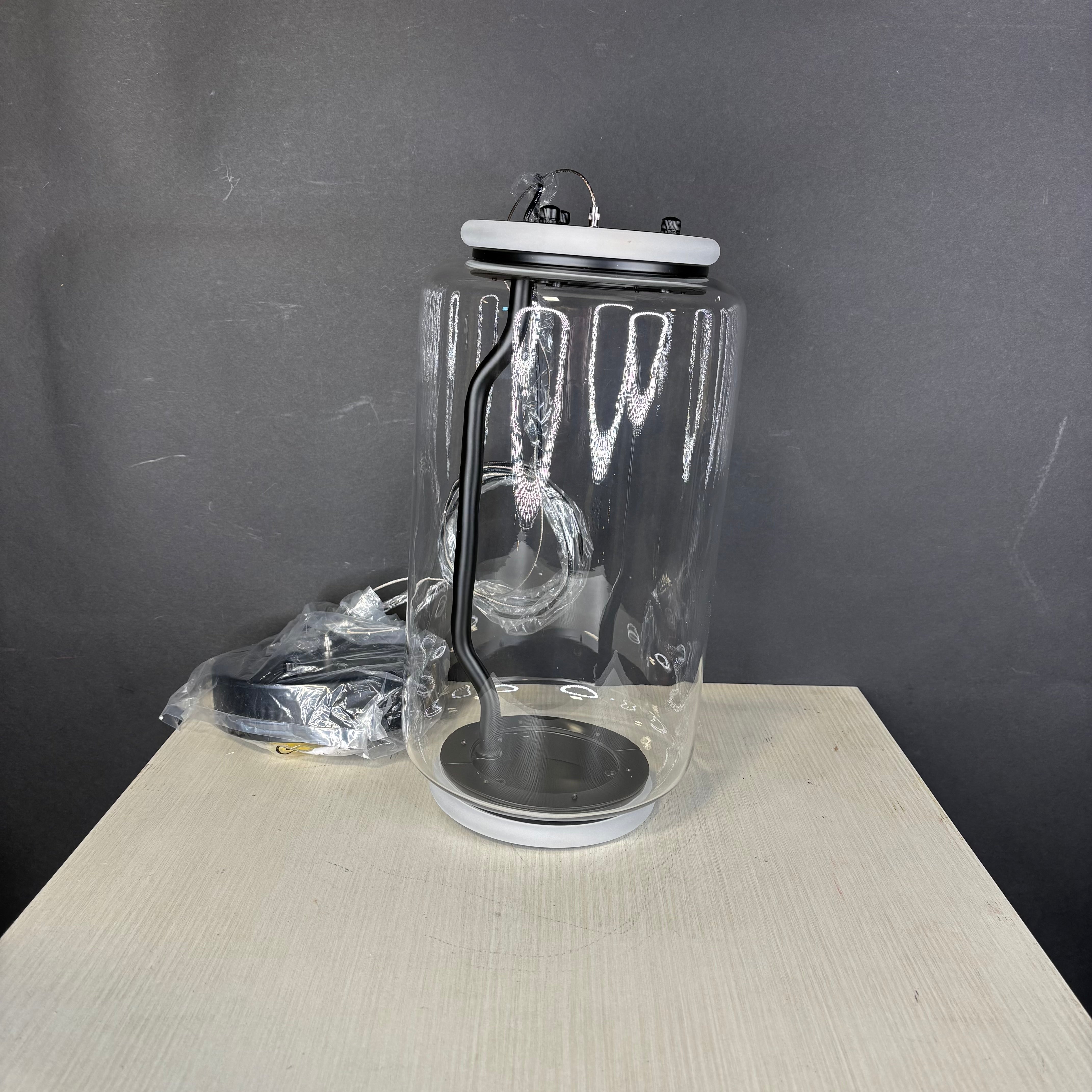 Flos Noctambule LED Matte Black and Glass Ceiling Pendant 7” Diameter x 13” - 65”