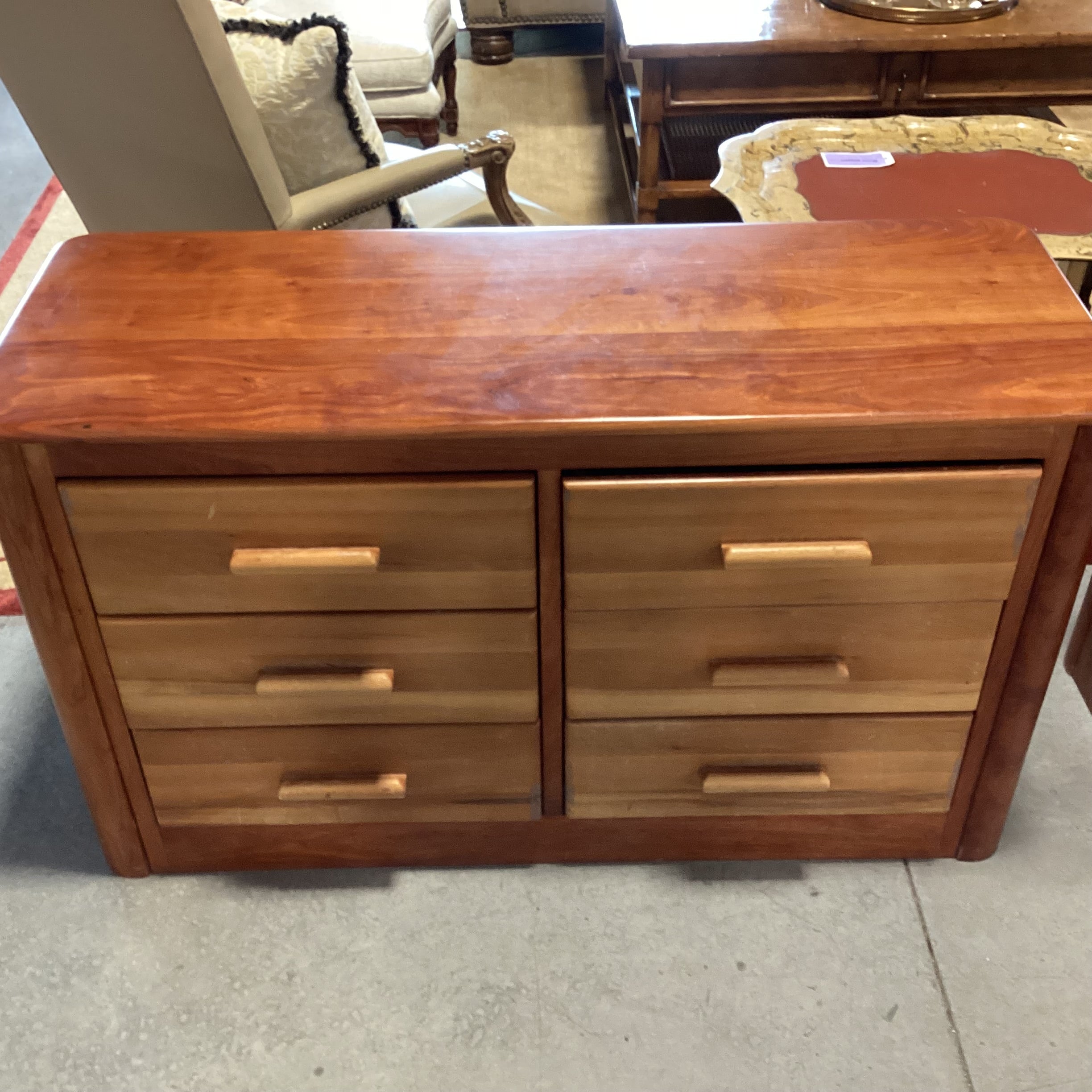 Vintage 2 Tone Wood 6 Drawer Dresser 50"x 19"x 29.5