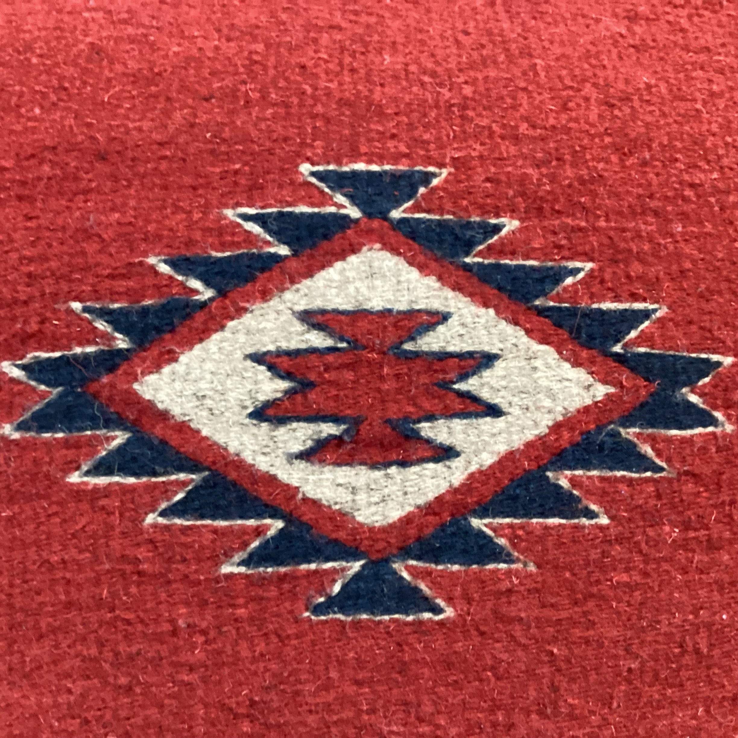 Native American Red Blue Tan Hand Woven Wool Accent Pillow 20"x 20"