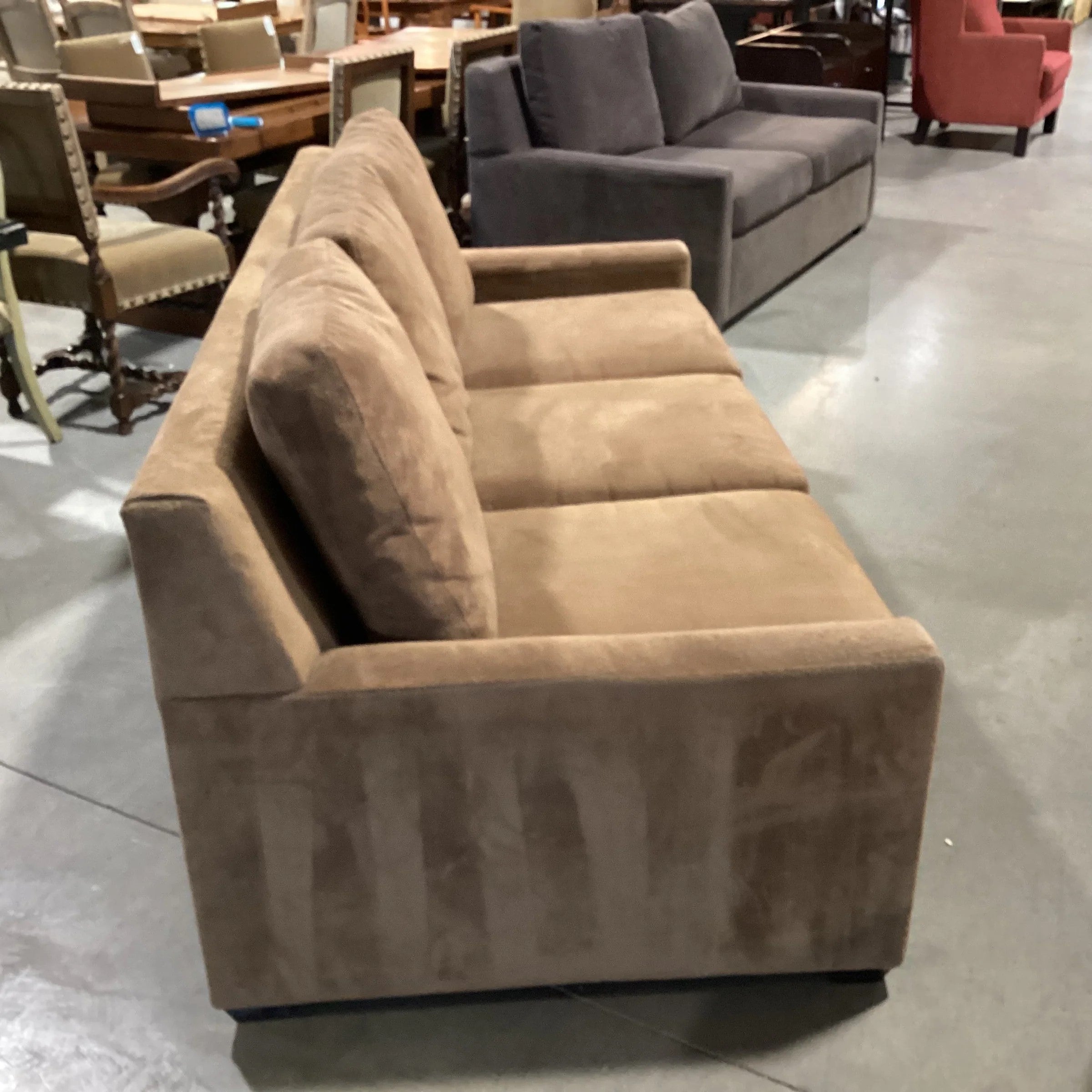 Brown 3 Seat & Track Arm Sofa 84"x 40" x33.5"