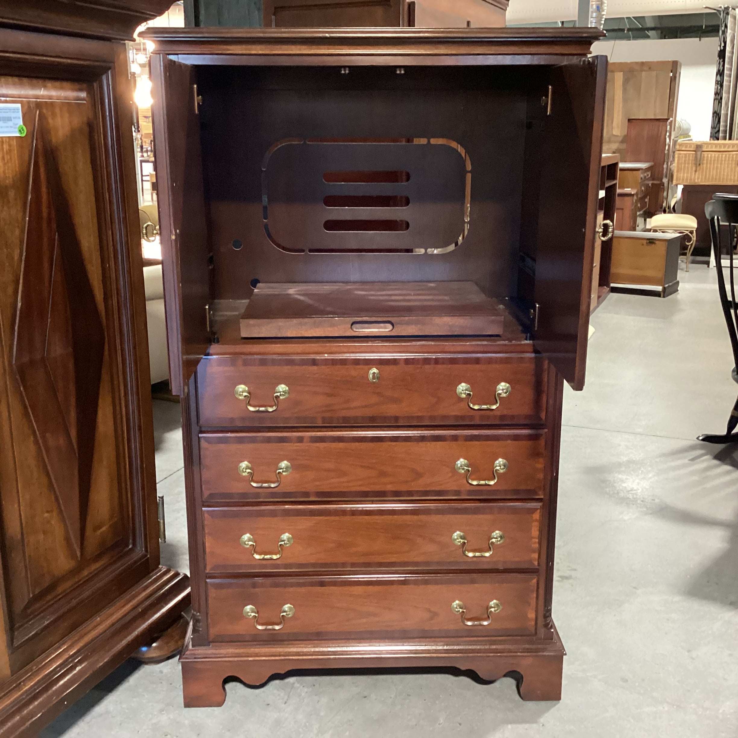 Lexington Dark Finish Wood 2 Door 4 Drawer Cabinet Dresser 36"x 21"x 60"