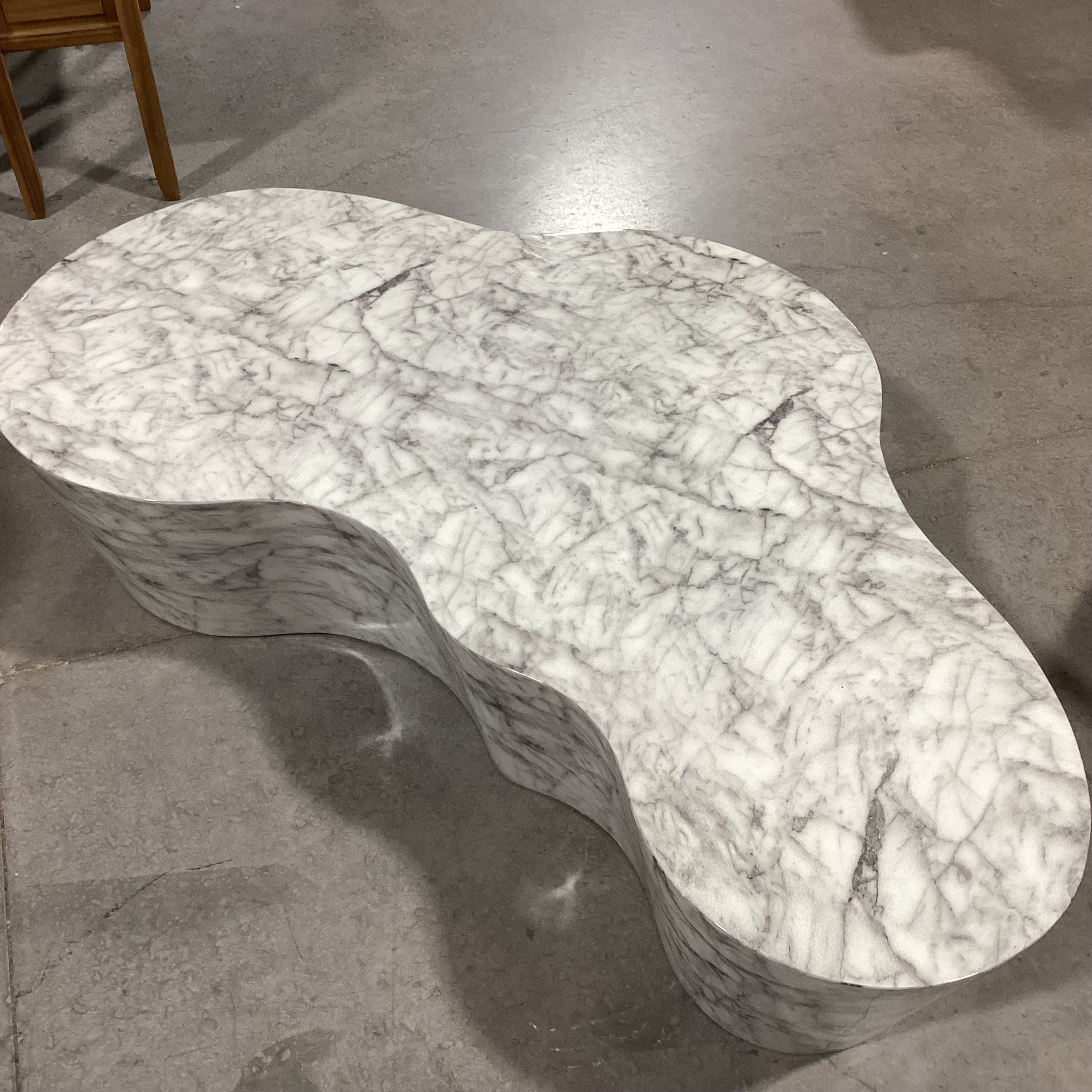 Sunpan Ava Sculpted Concrete with Overlaid Marble Look Finish Coffee Table 60"x 36"x 14.5"