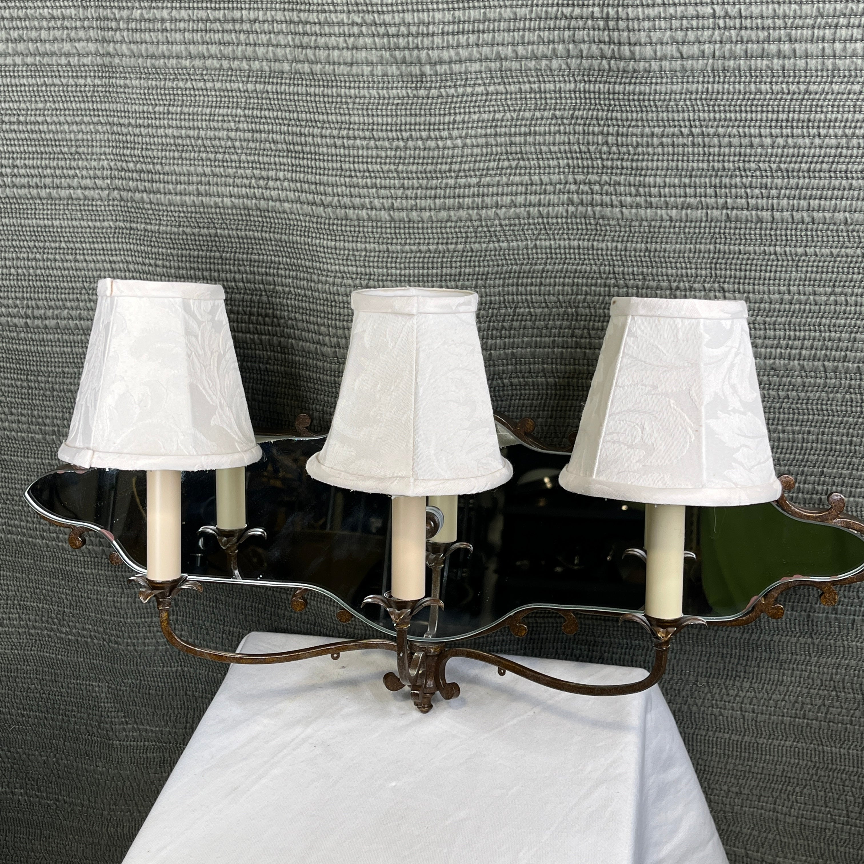 Pasquale Miranda for Feiss 3-Light Ornate Rust with Mirrored Back Wall Sconce 24"x 13"x 6"