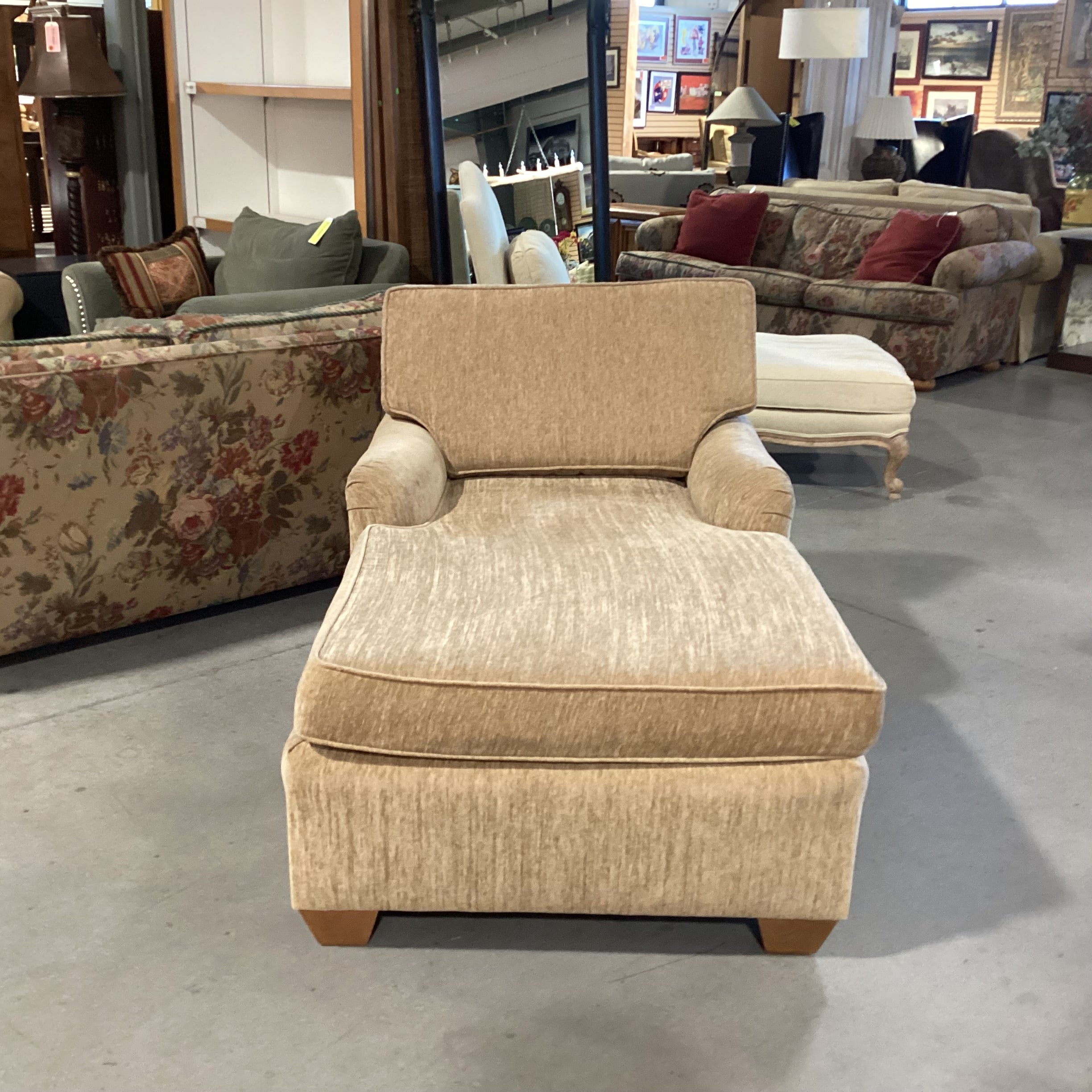Tan Texture Woven Chenille Chaise Sofa 60"x 36"x 30"