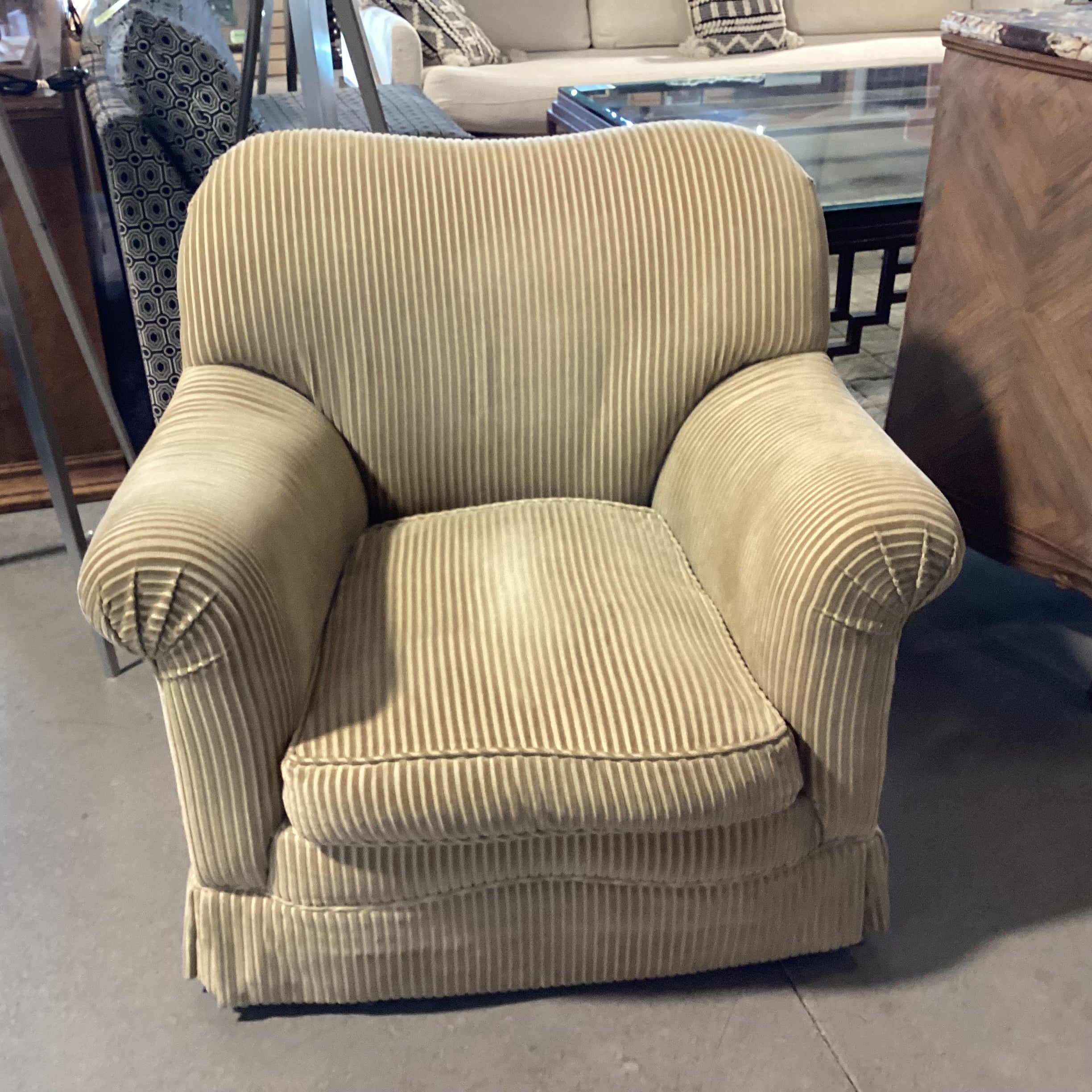 Golden Ribbed Velvet Chair 37"x 34"x 34"