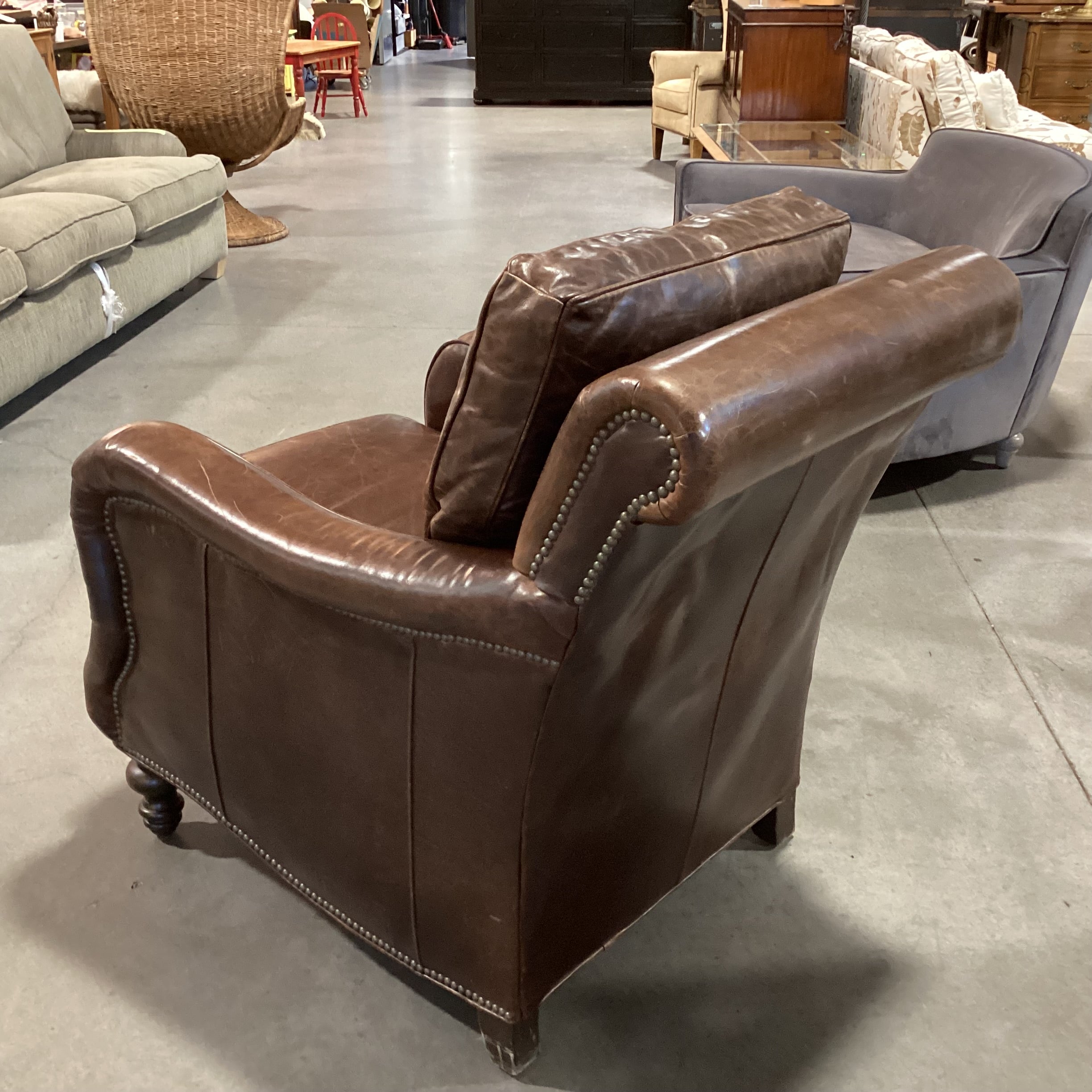Distressed Leather Nailhead Club Chair 32"x 42"x 38"