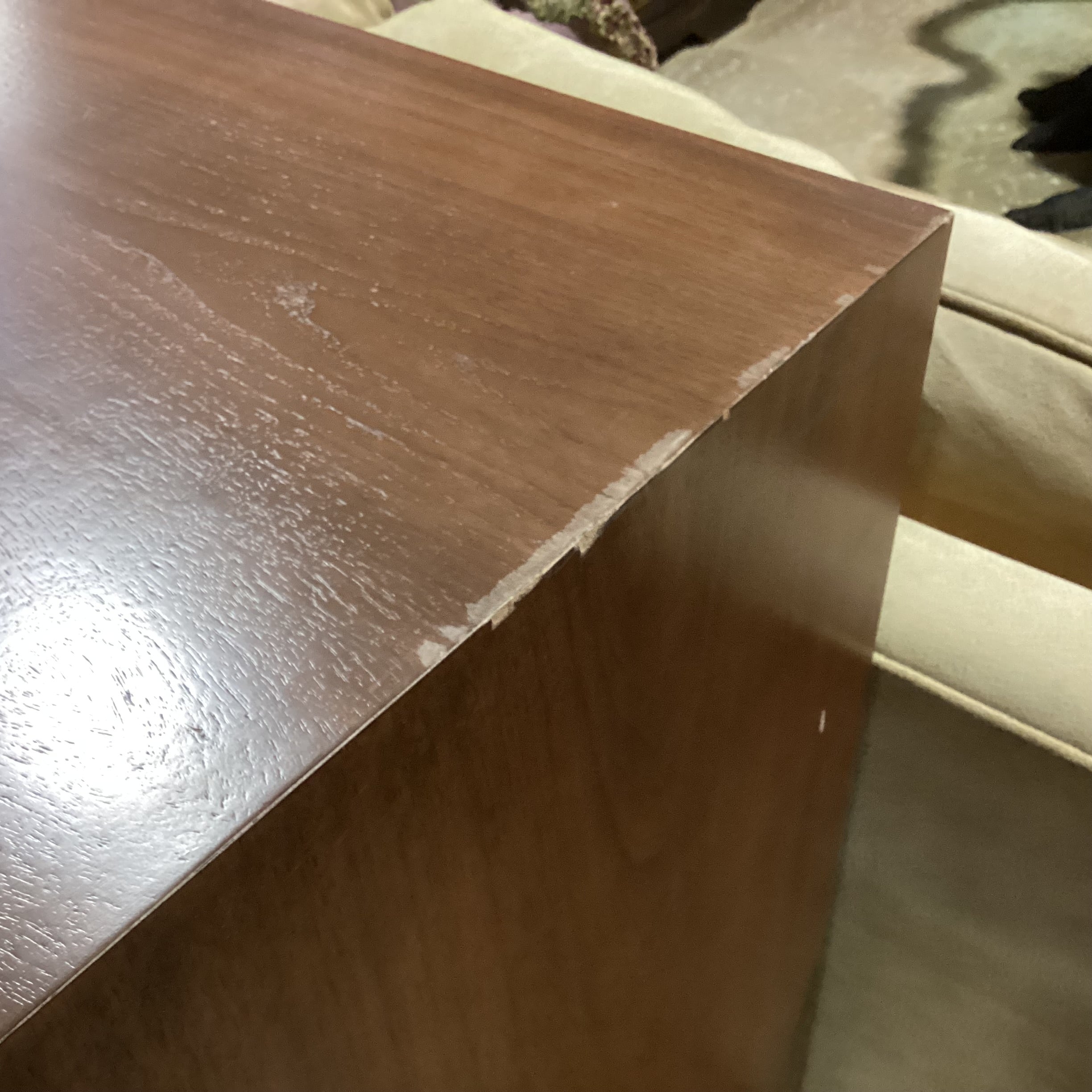 Finished Wood With Cream Faux Leather 8 Drawer Dresser 54"x 22"x 42"
