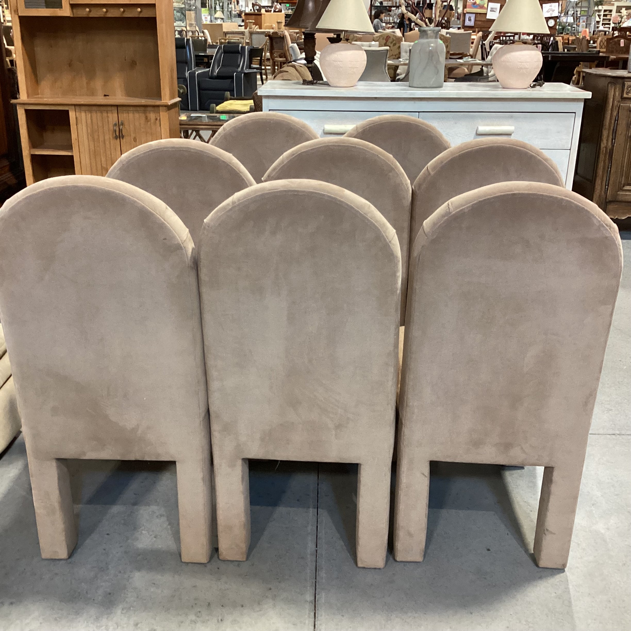 SET of 8 Tan Ultra Suede Dining Chairs 18"x 24"x 41"