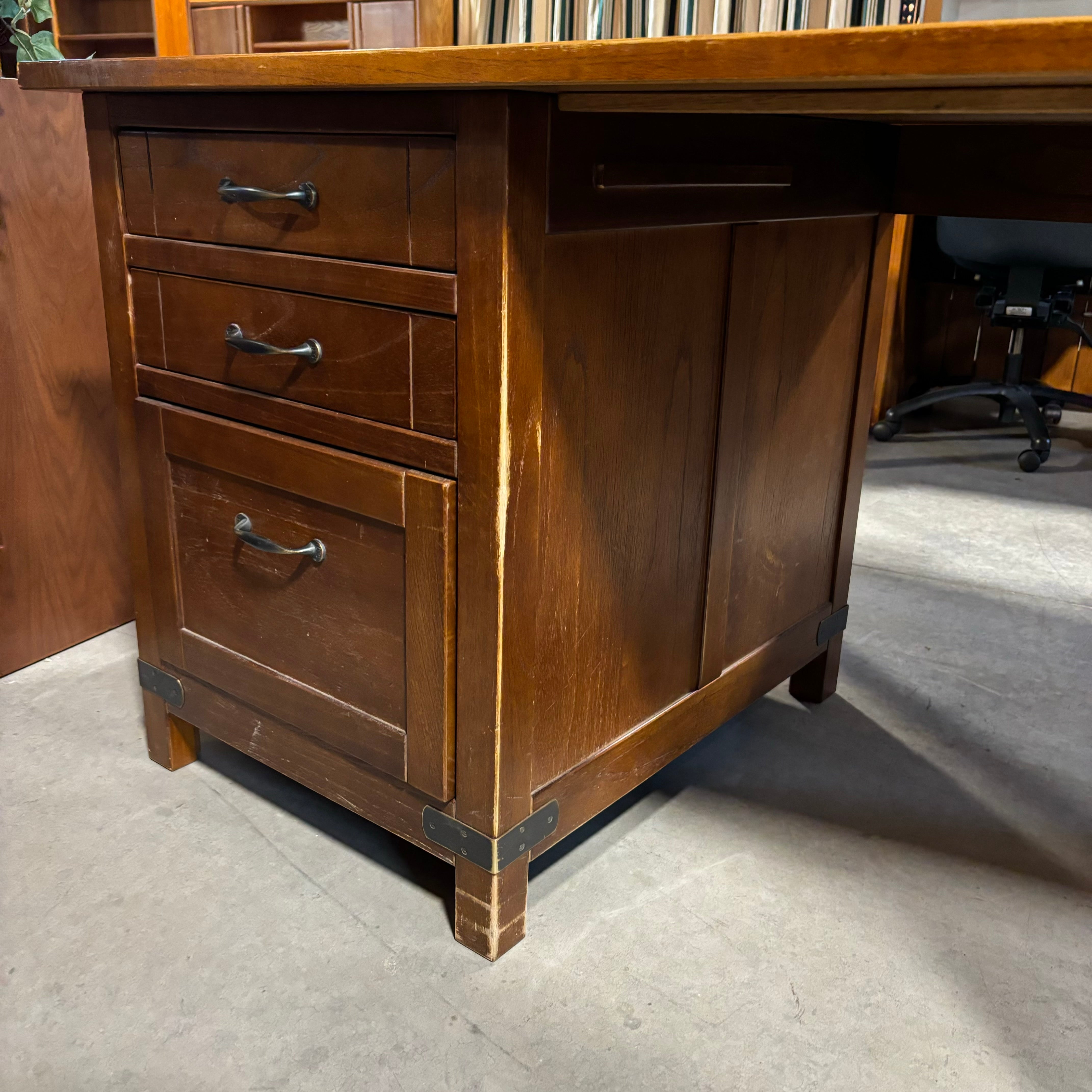 Arhaus Solid Wood with Iron Accents 6 Drawer Desk 71"x 31.5"x 30.5"