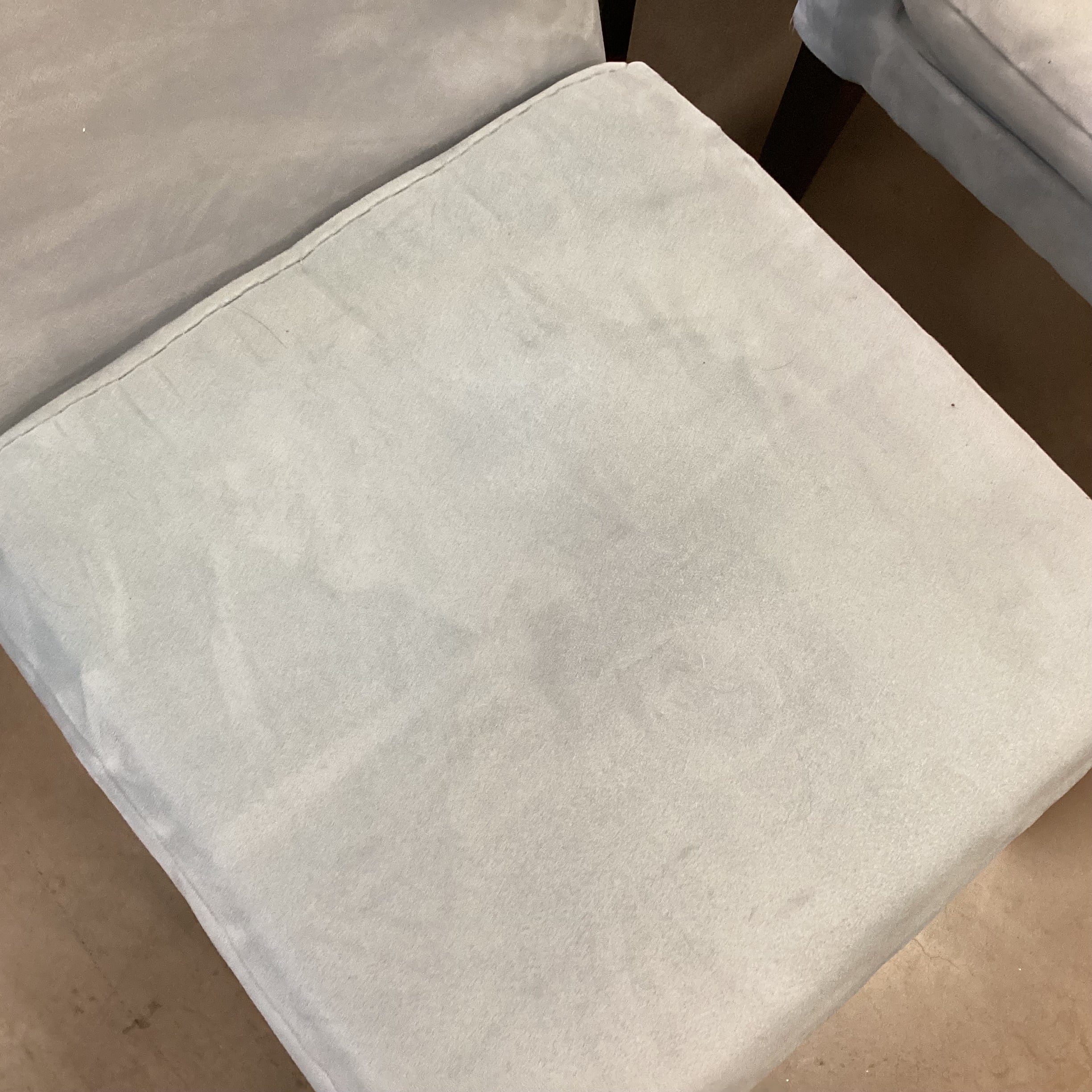 SET of 4 West Elm Blue Ultra Suede & Black Wood Legs Dining Chairs 19"x 24"x 33"19"x 24"x 33"