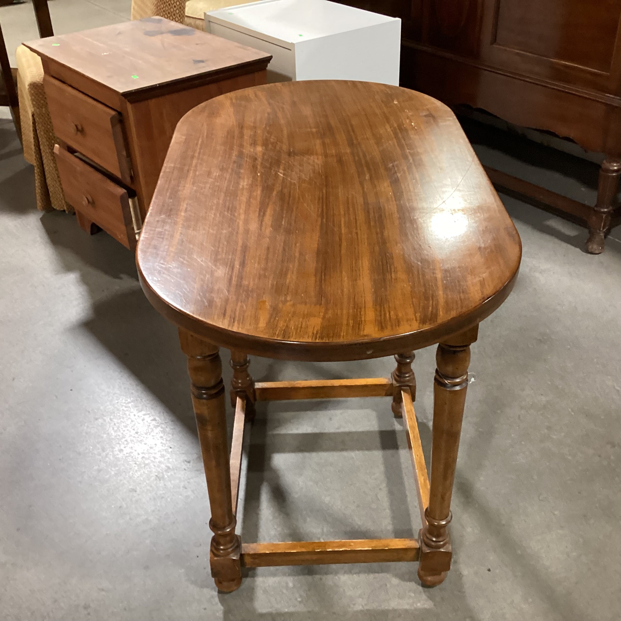 Sarreid Made in Italy Oval Top Finished Carved Wood 1 Drawer Accent Table 35.5"x 20"x 28"