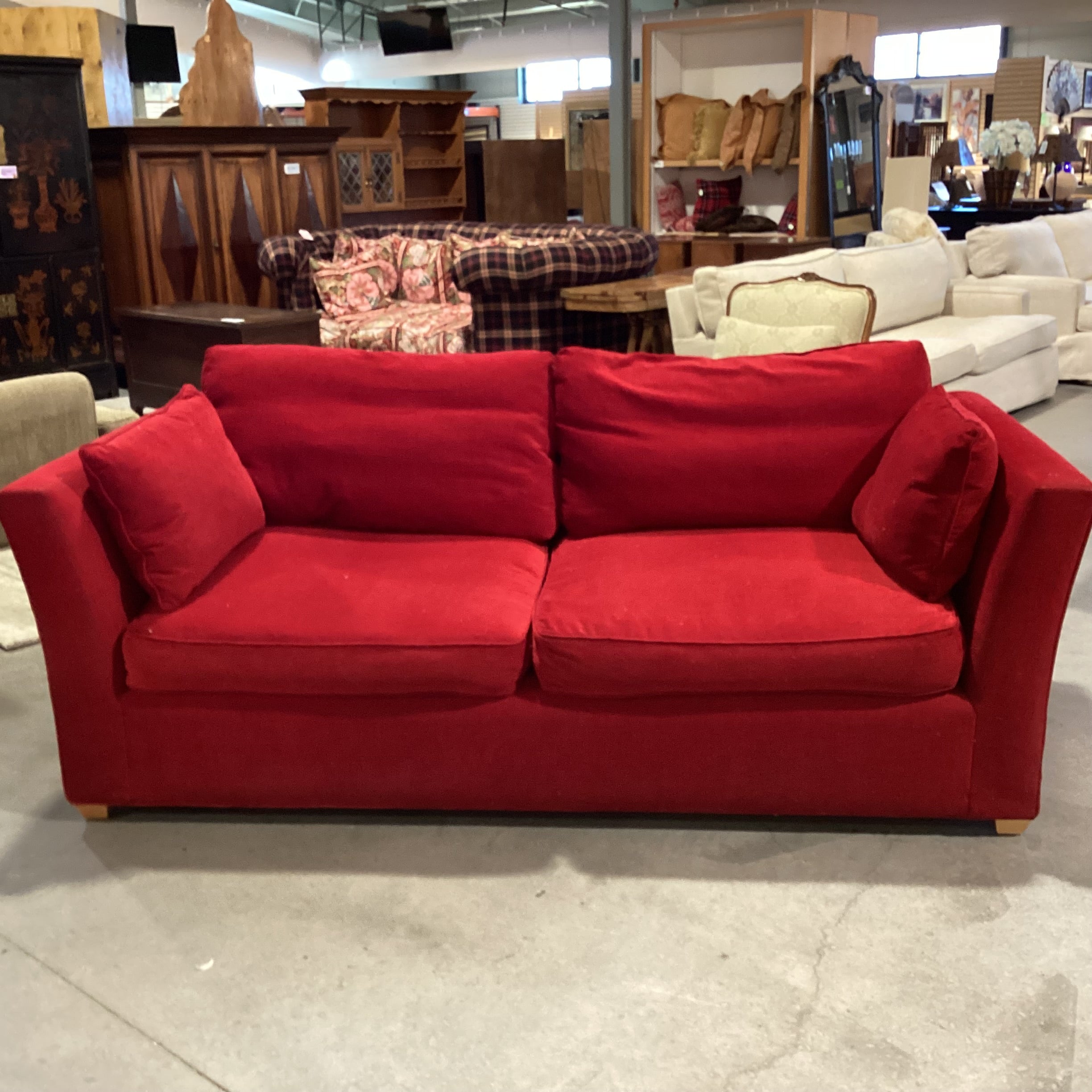 Red Woven & Down Mix Sofa 88"x 41"x 31"