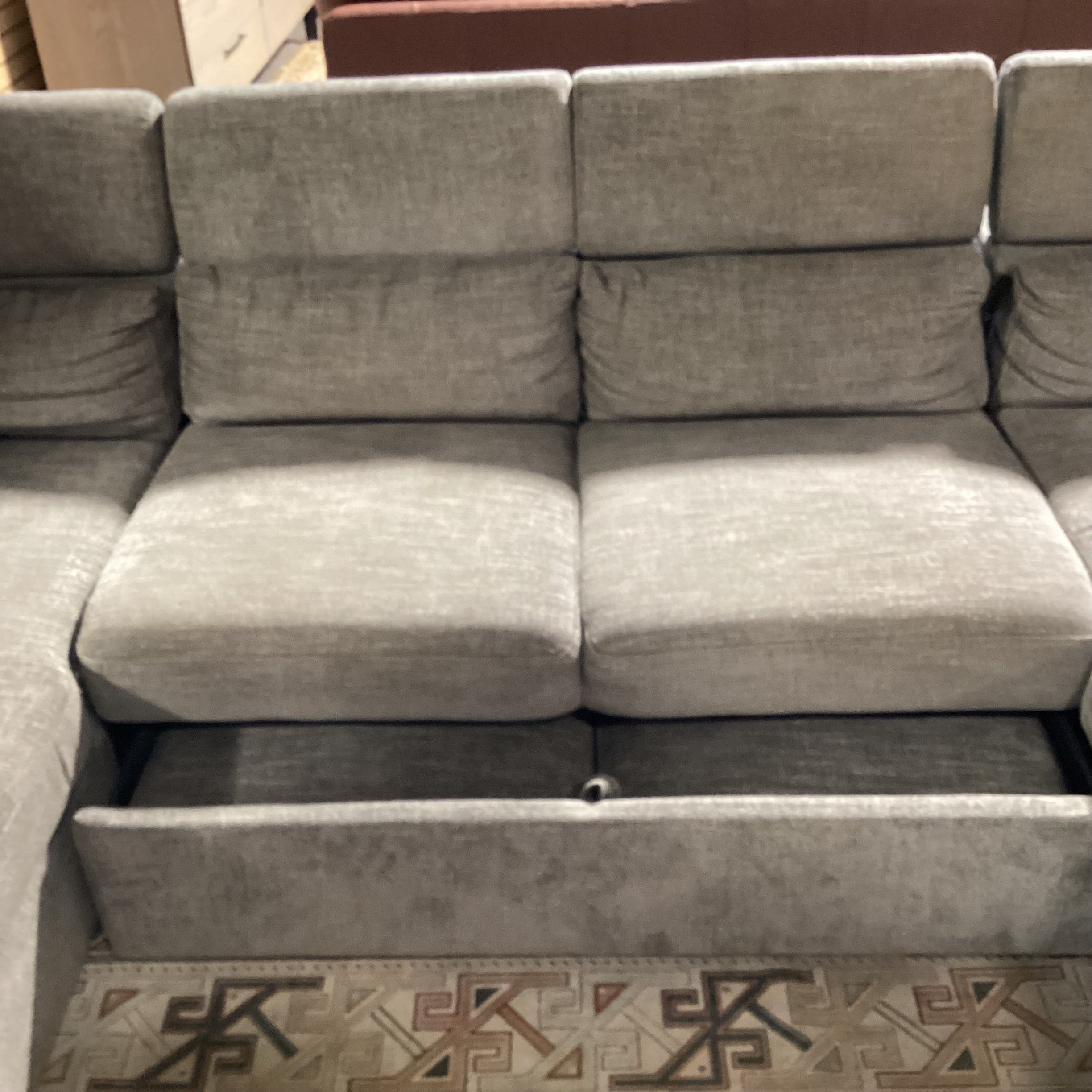 Fine Home Limited Grey Woven 2 End Chaise Pullout Middle Popup & Adjustable Headrests 3 Piece Sectional 122"x 69"x 69"x 31"