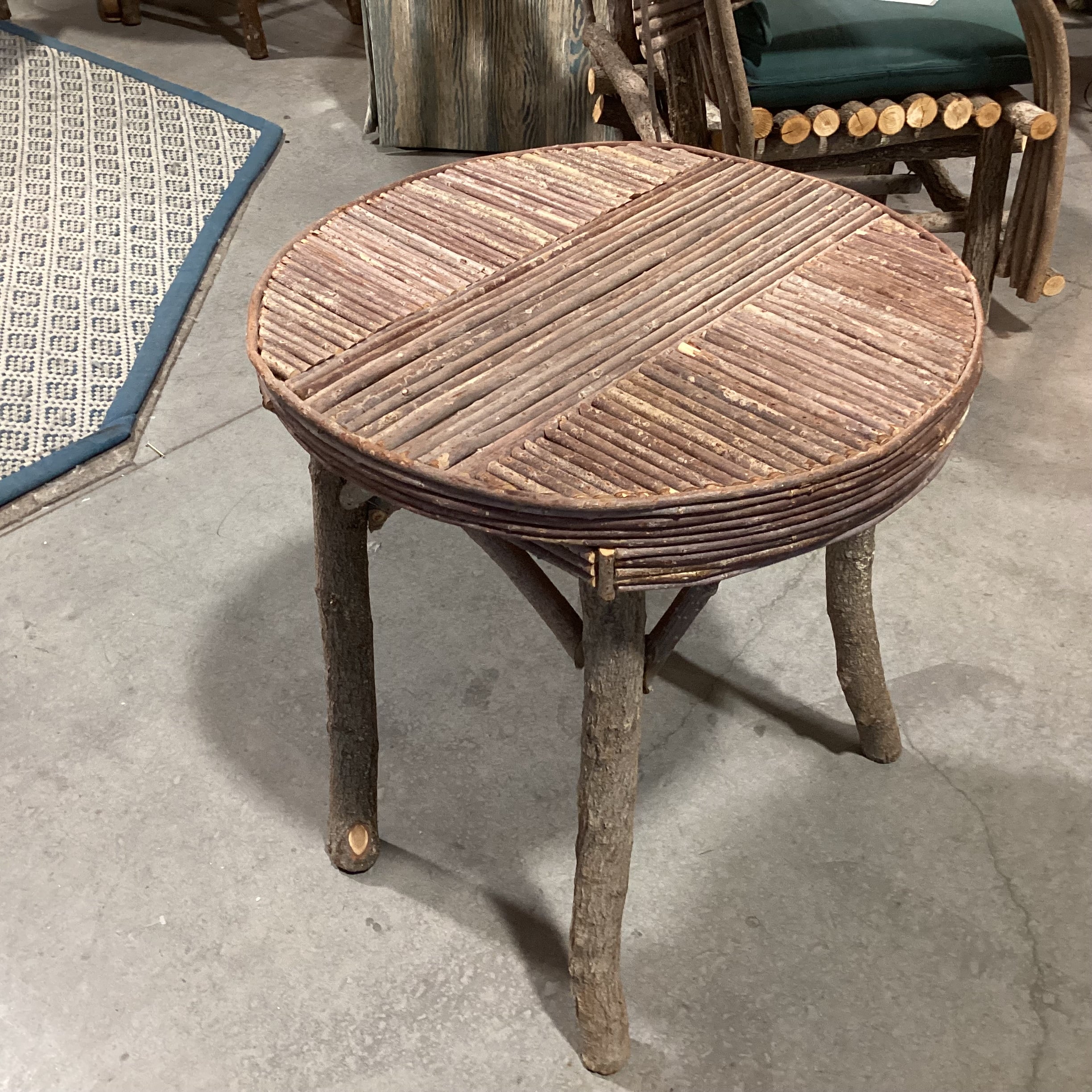 Round Log & Branch Rustic Accent Table  24.5" Diameter x 26.5"