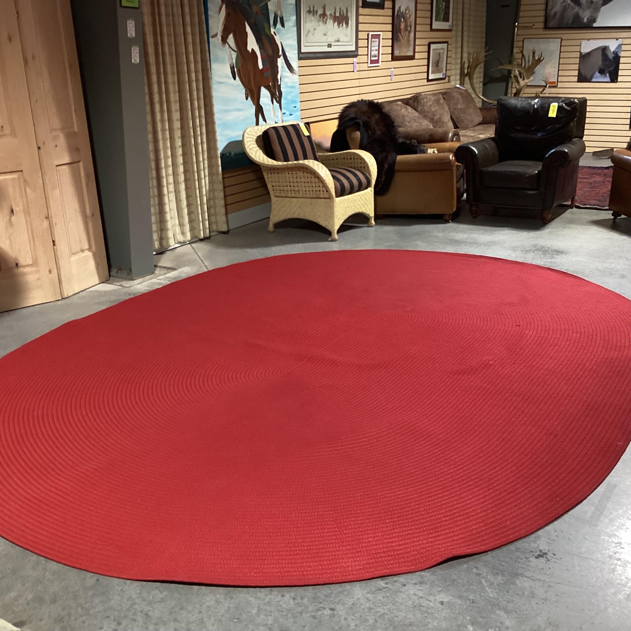 Oval Red Braided Woven Rug 10'x 13'