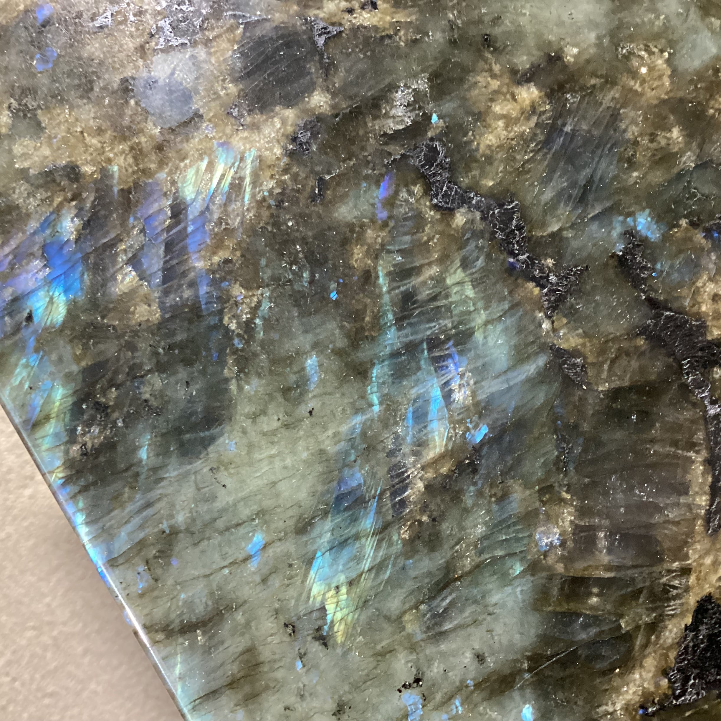 Custom Labradorite Square Top & Metal Modern Base Dining Table 60"x 60"x 30"