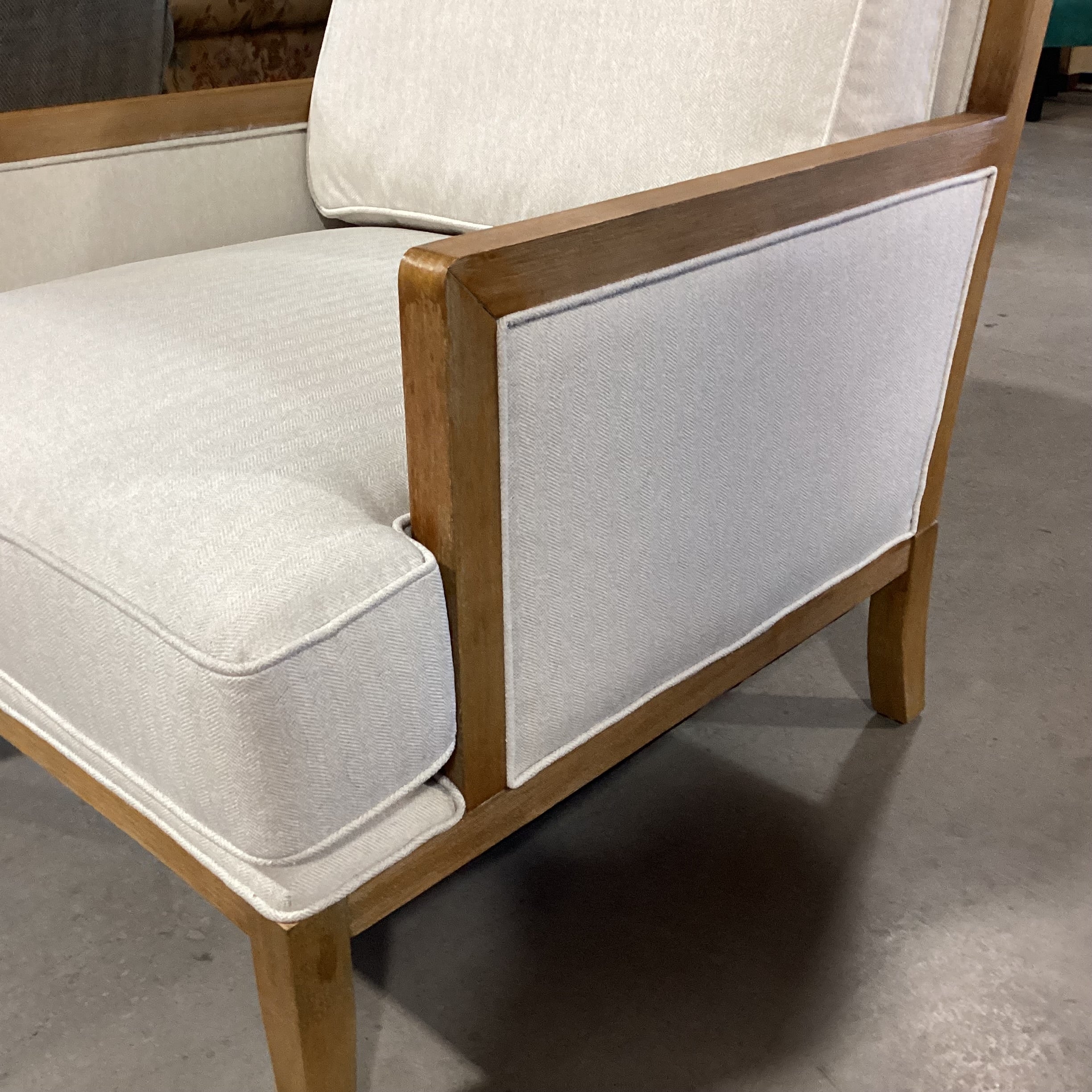 Living Style Furniture Cream Woven & Distressed Wood Chair 30"x 36"x 37"