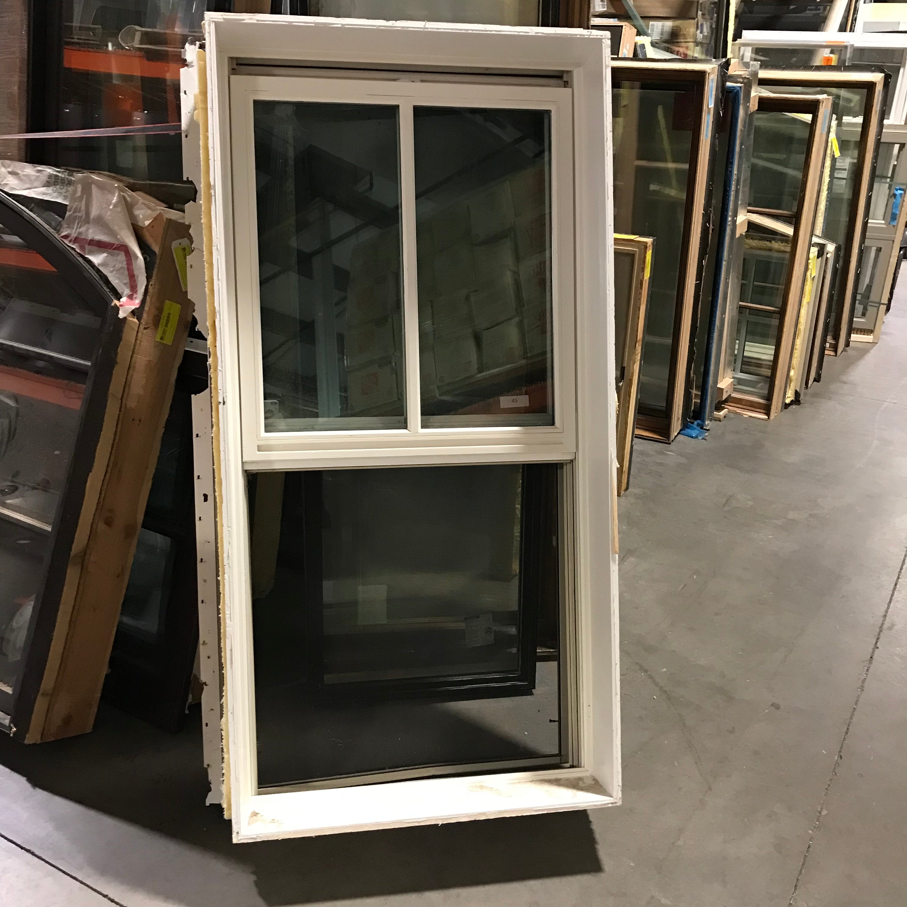 31.5"x 64.5"x 10" Tan Metal Clad 4 Pane Single Hung Exterior Window