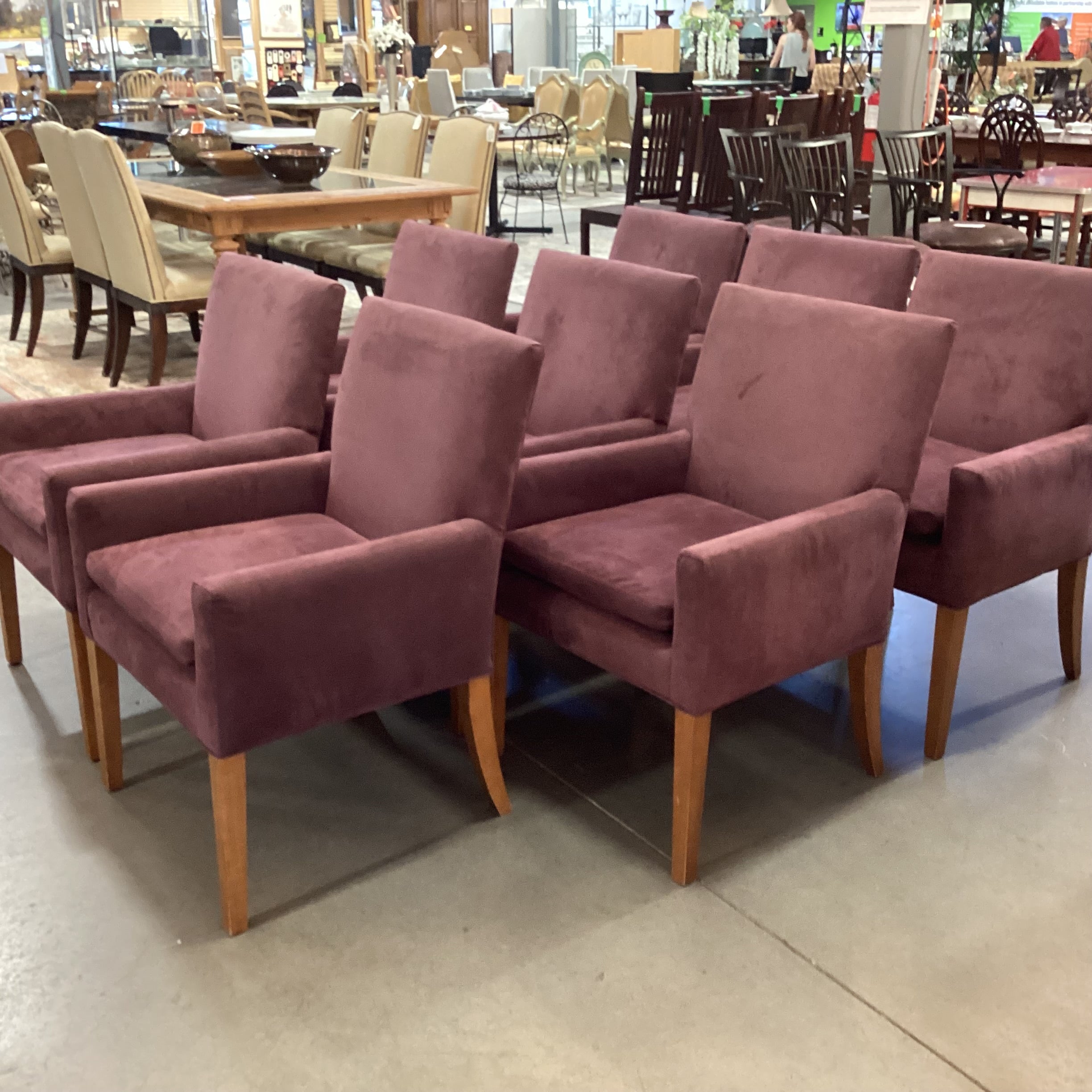 SET of 8 Mitchell Gold Plum Ultra Suede Dining Chairs 25"x 26"x 36"
