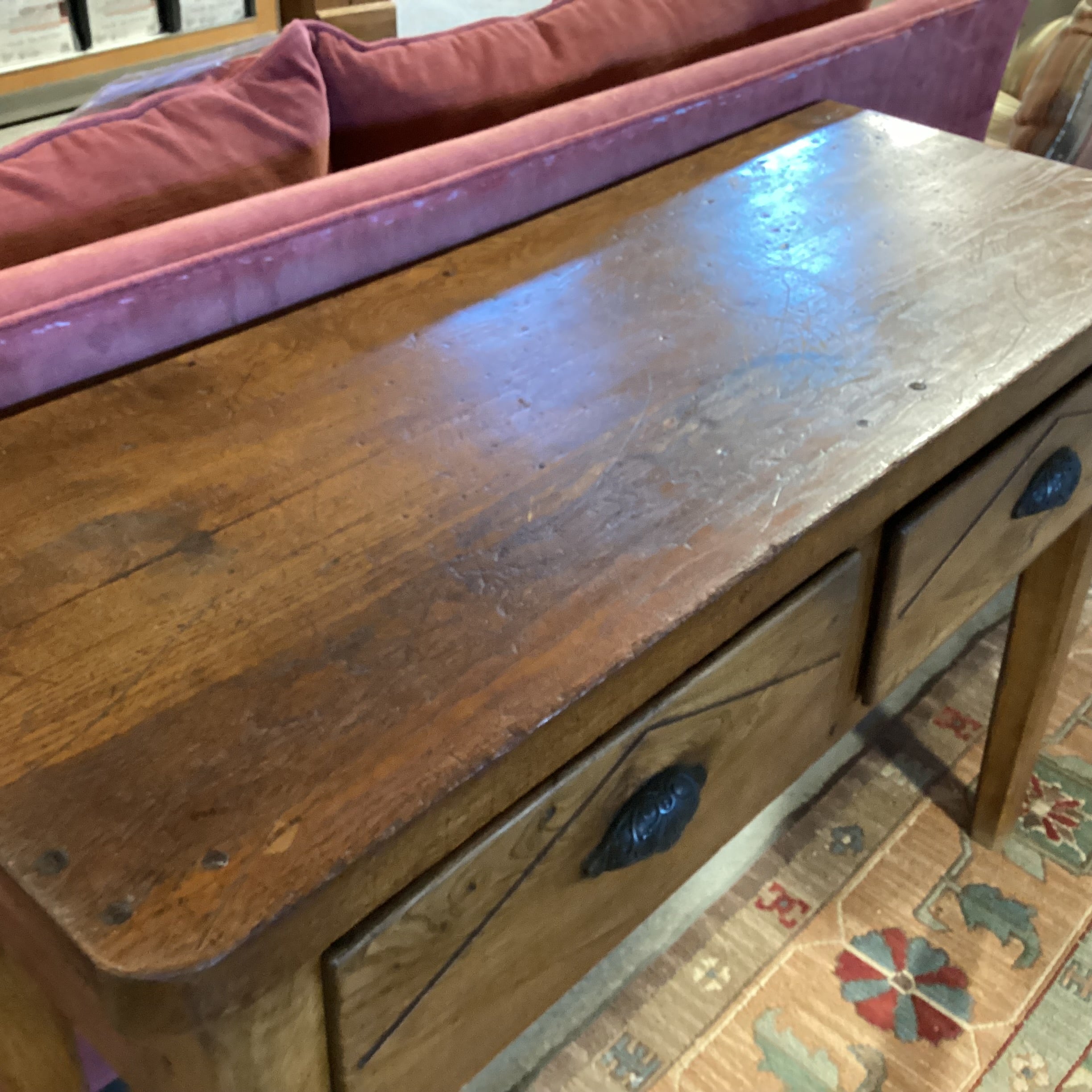 Antique Solid Wood 2 Drawer Console Sofa Table 45.5"x 17.5"x 31.5"