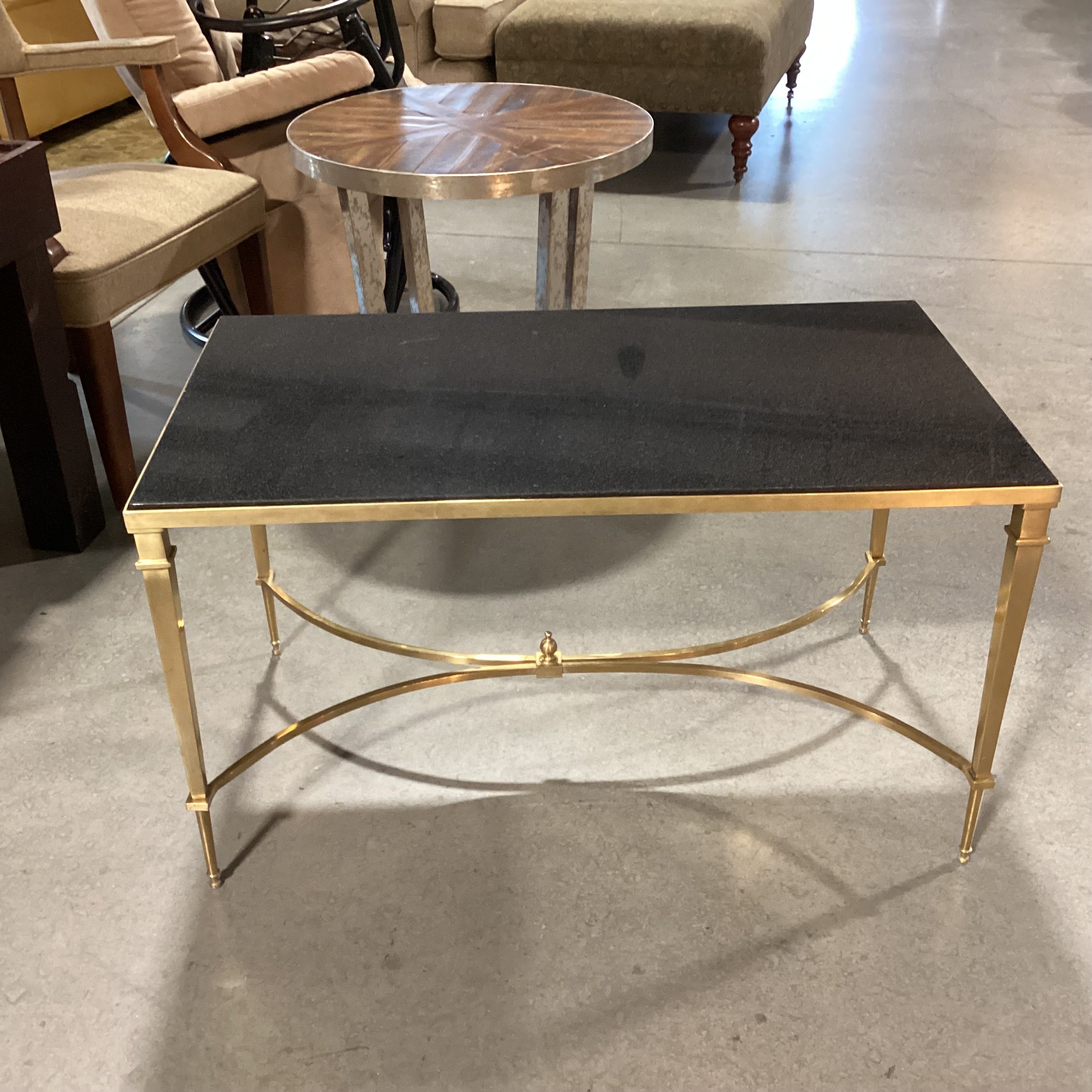 Brass & Black Stone Top Coffee Table 36"x 20.5"x 21"
